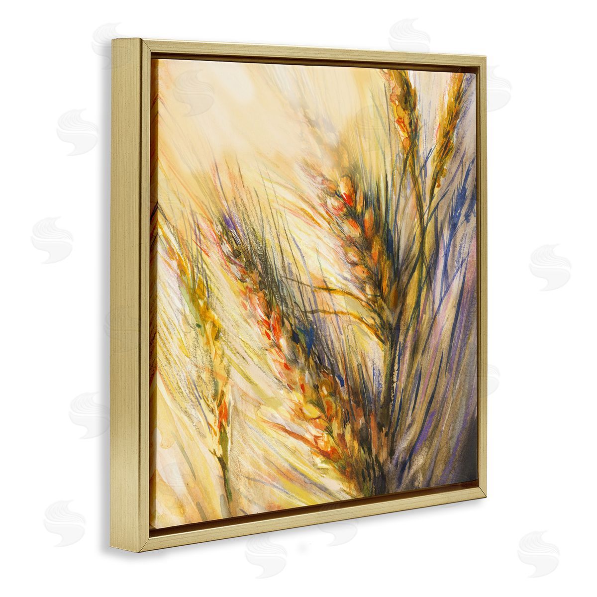 Joy Allen Autumn Wheat Painting Gold Floating Frame Canvas Wall Art Print