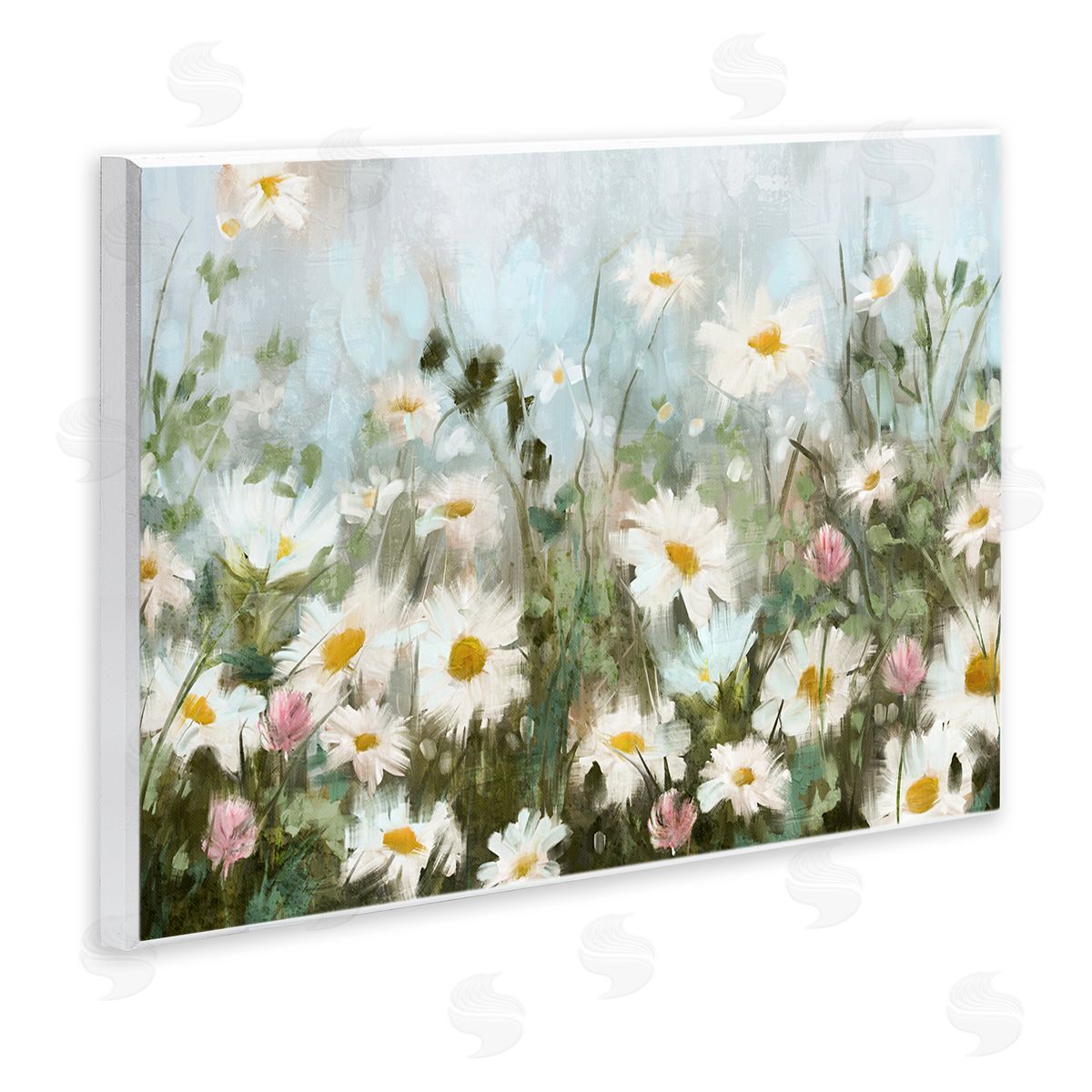 Daisy Field Painting Wood Plaque Wall Art, Home Decor by Nina Blue