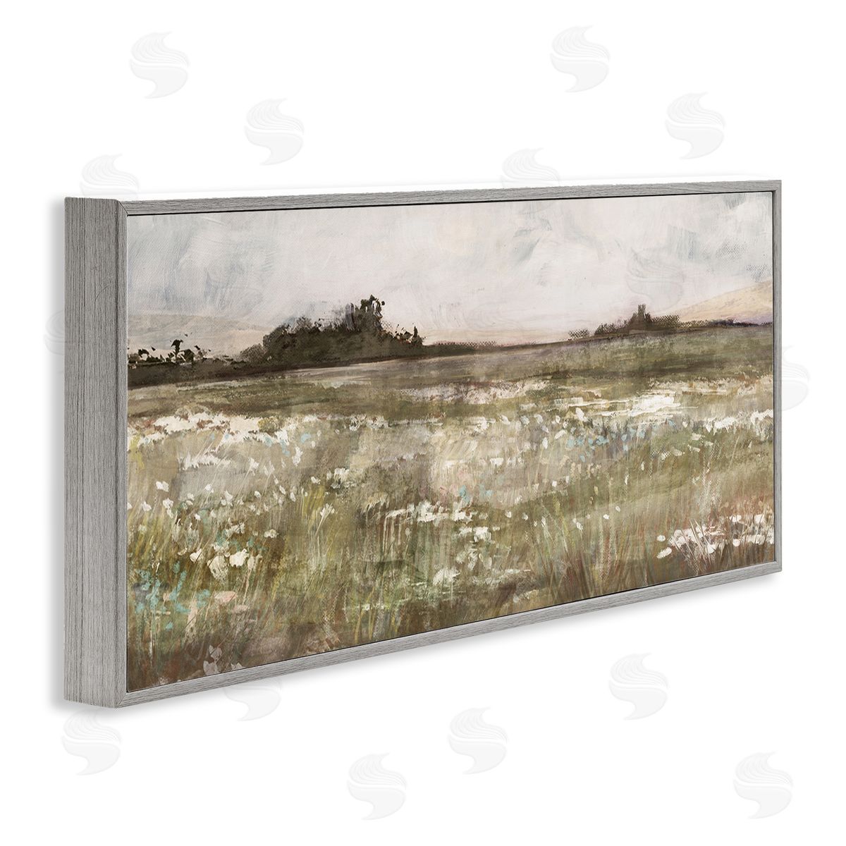 Rural Country Meadow Grey Frame Print Wall Art, Home Decor by Nina Blue