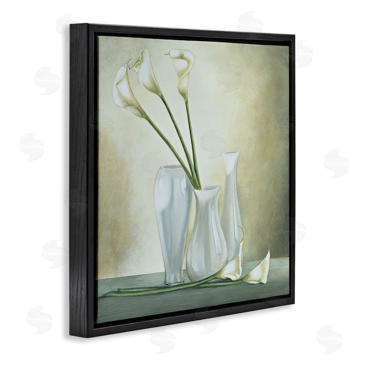 Lisa Corradini Calla Lilies Vase Painting Black Floating Frame Canvas Wall Art Print