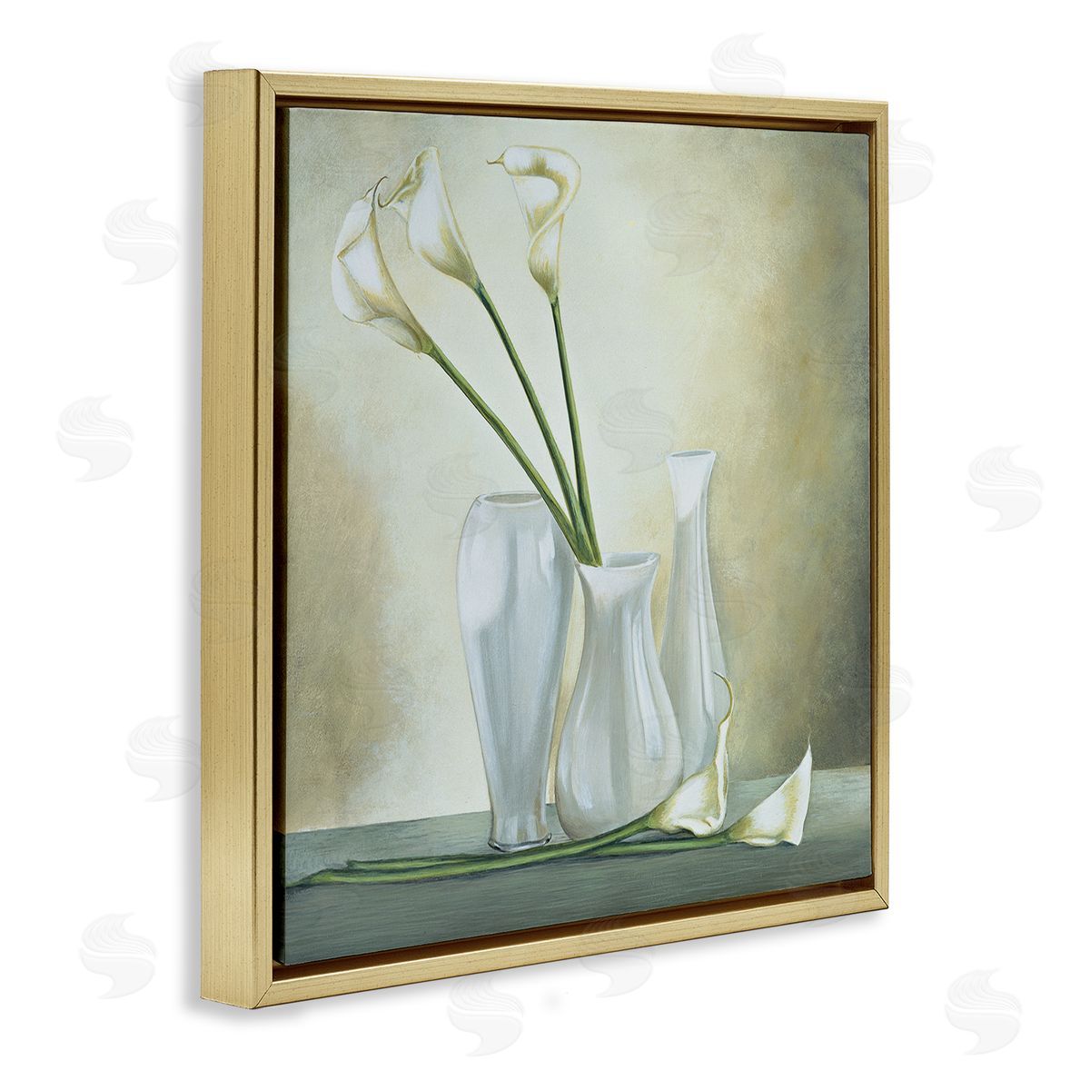 Lisa Corradini Calla Lilies Vase Painting Gold Floating Frame Canvas Wall Art Print