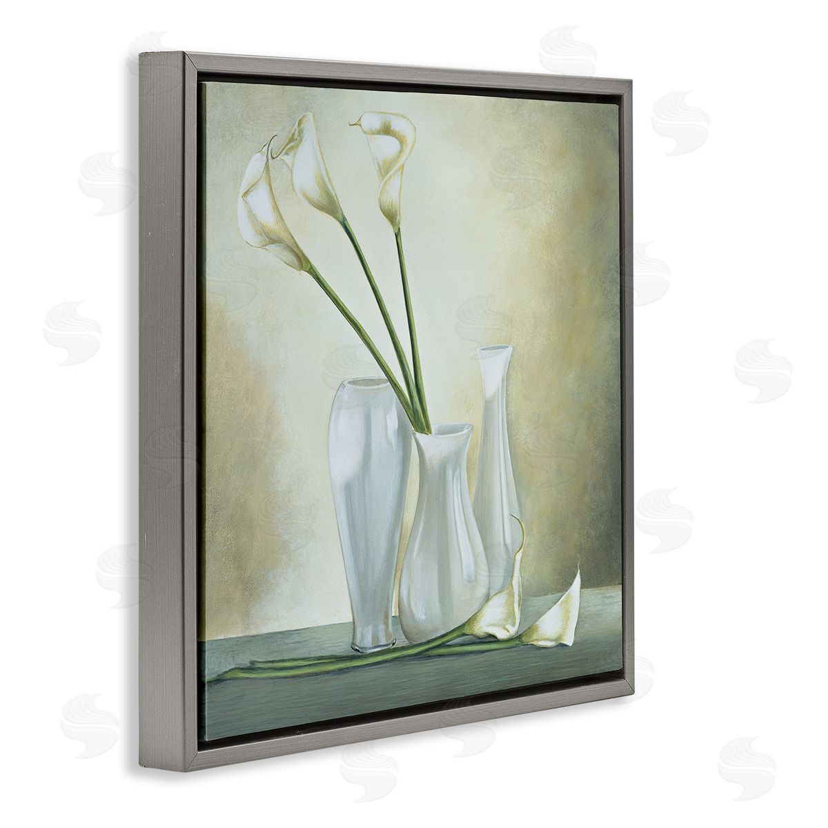 Lisa Corradini Calla Lilies Vase Painting Gray Floating Frame Canvas Wall Art Print