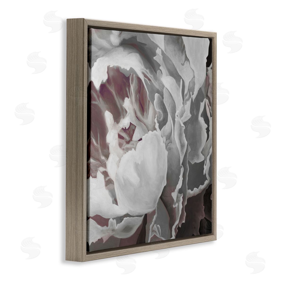 KC Haxton Close Up Peony Blossom Brown Floating Frame Canvas Wall Art Print