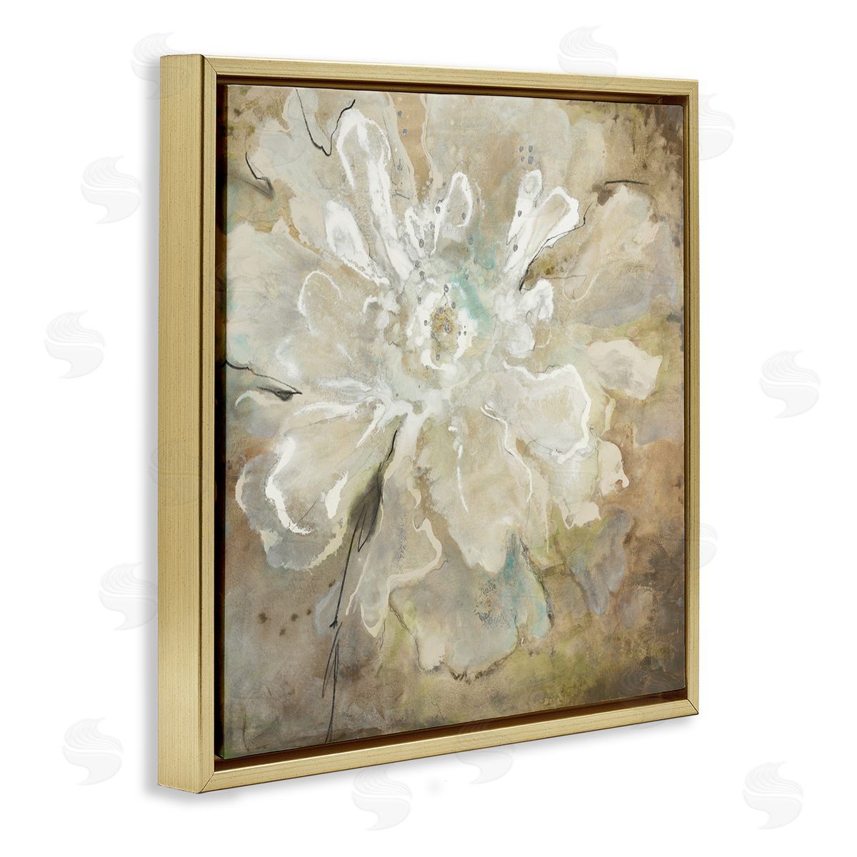 Liz Jardine Rustic Brown Flower Gold Floating Frame Canvas Wall Art Print