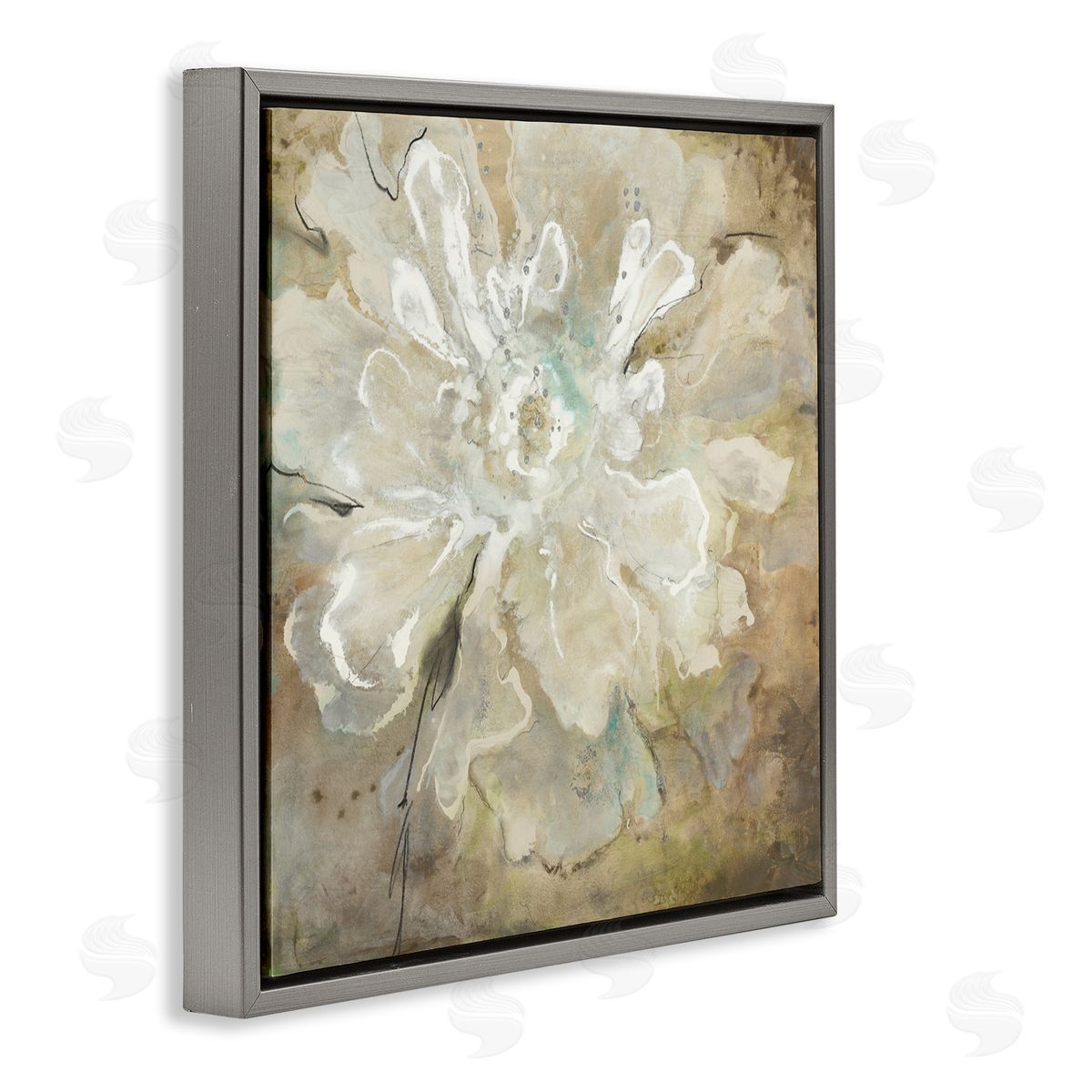 Liz Jardine Rustic Brown Flower Gray Floating Frame Canvas Wall Art Print
