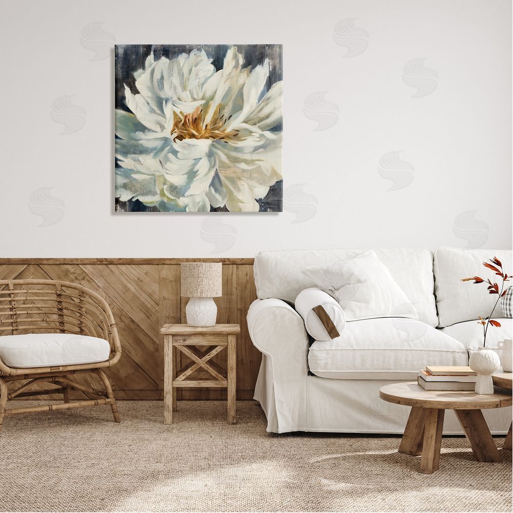 Liz Jardine White Flower Blossom Canvas Wall Art in Room