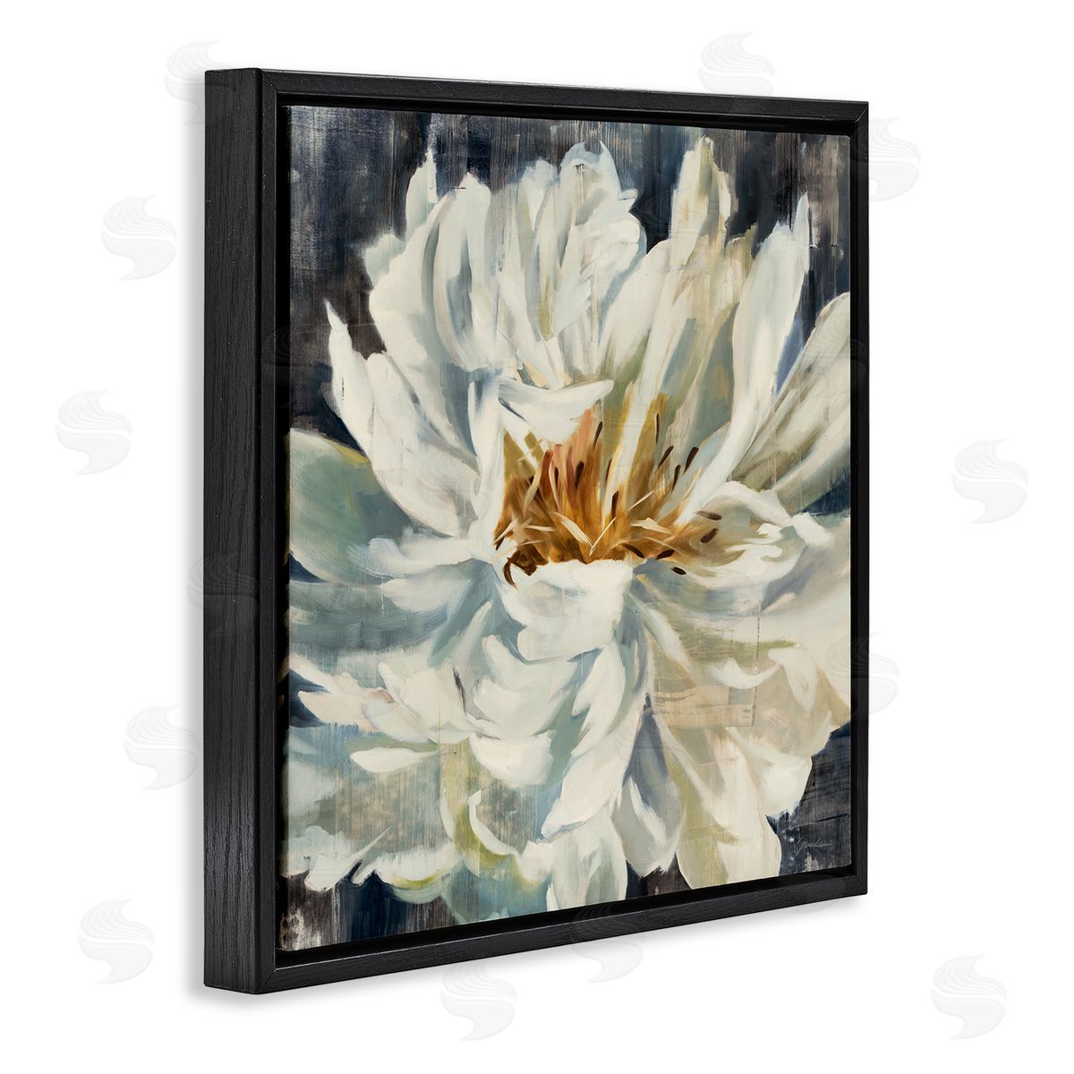 Liz Jardine White Flower Blossom Black Floating Frame Canvas Wall Art Print