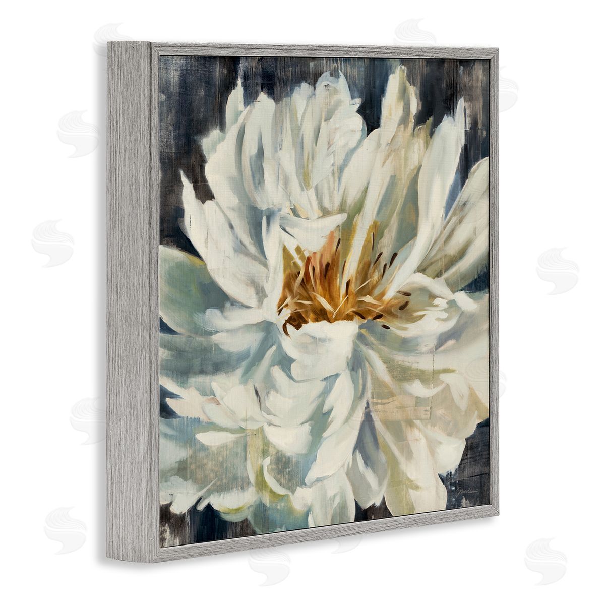Liz Jardine White Flower Blossom Gray Framed Glicee Wall Art Print