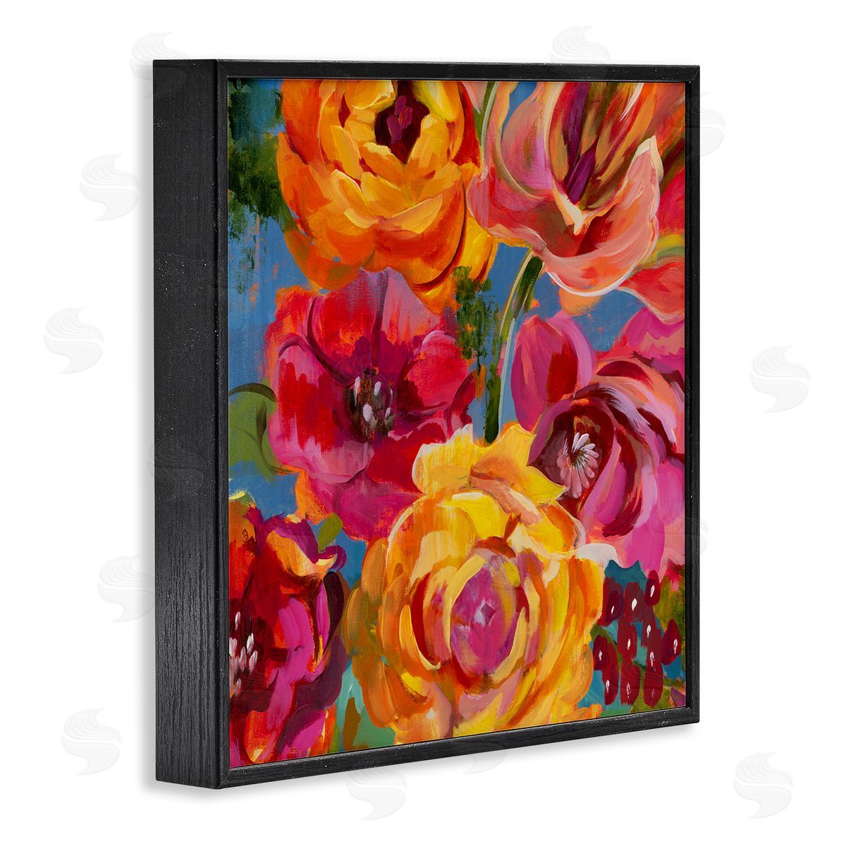 Liz Jardine Pink & Yellow Florals Black Framed Glicee Wall Art Print