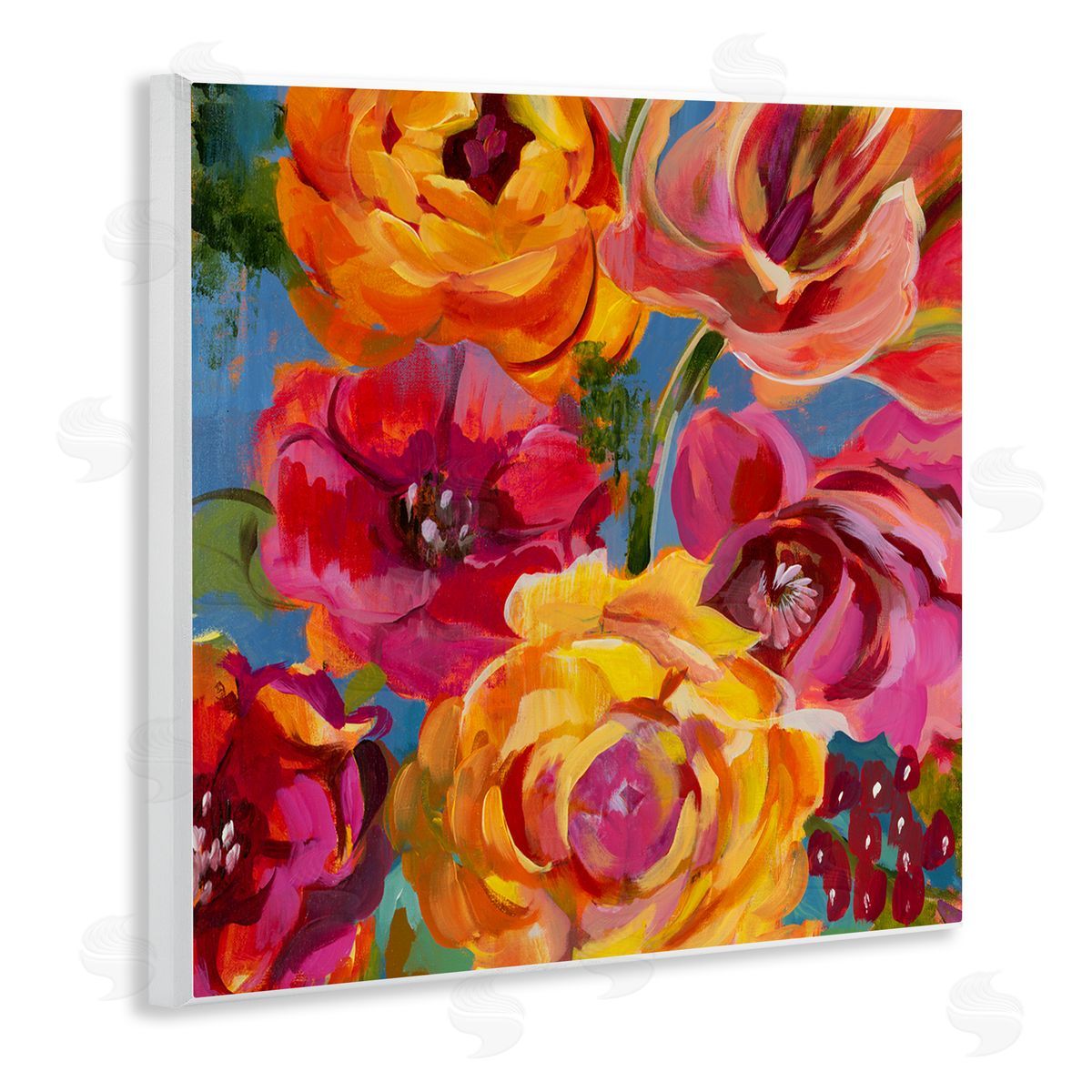 Liz Jardine Pink & Yellow Florals Wooden Wall Plaque Art Print