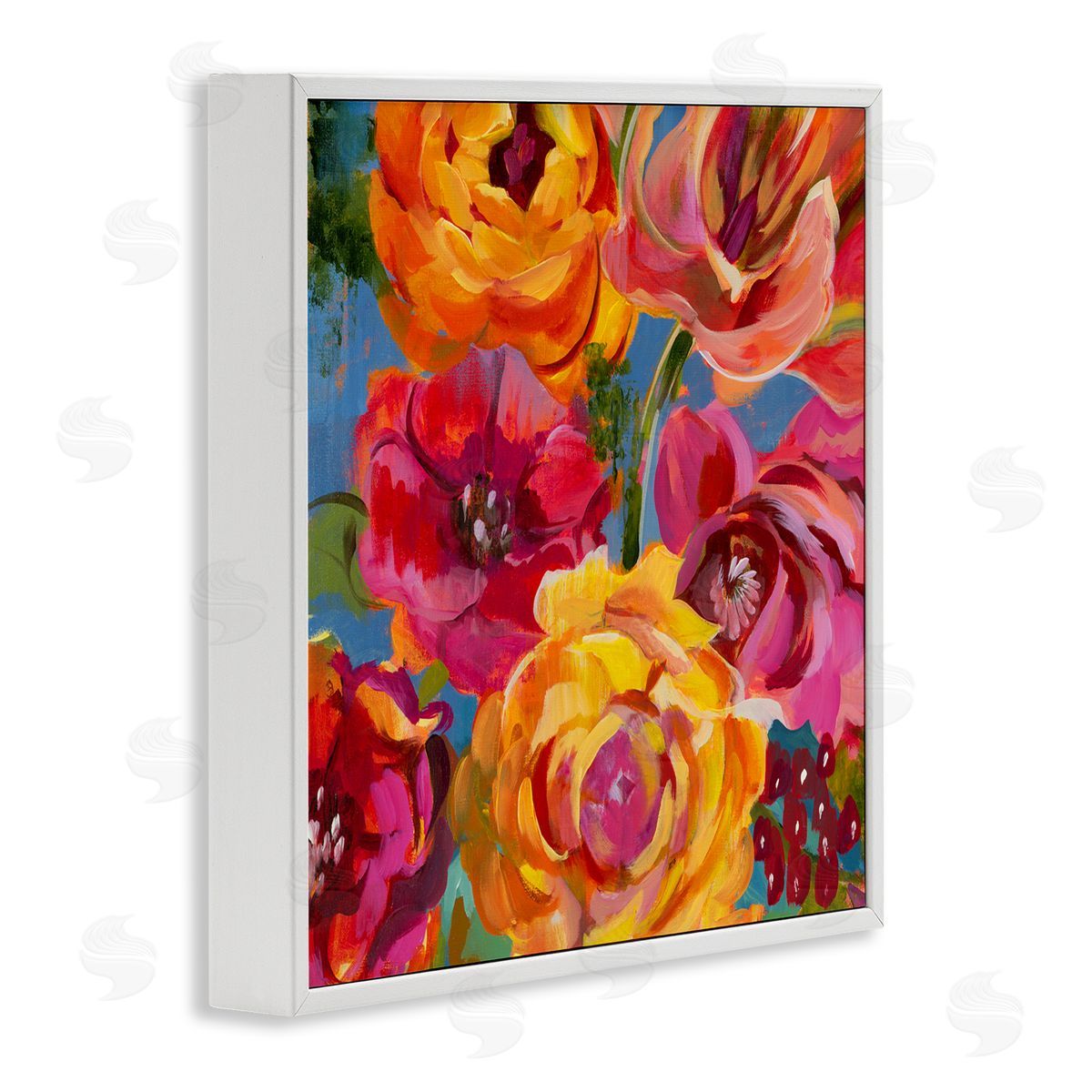 Liz Jardine Pink & Yellow Florals White Framed Glicee Wall Art Print