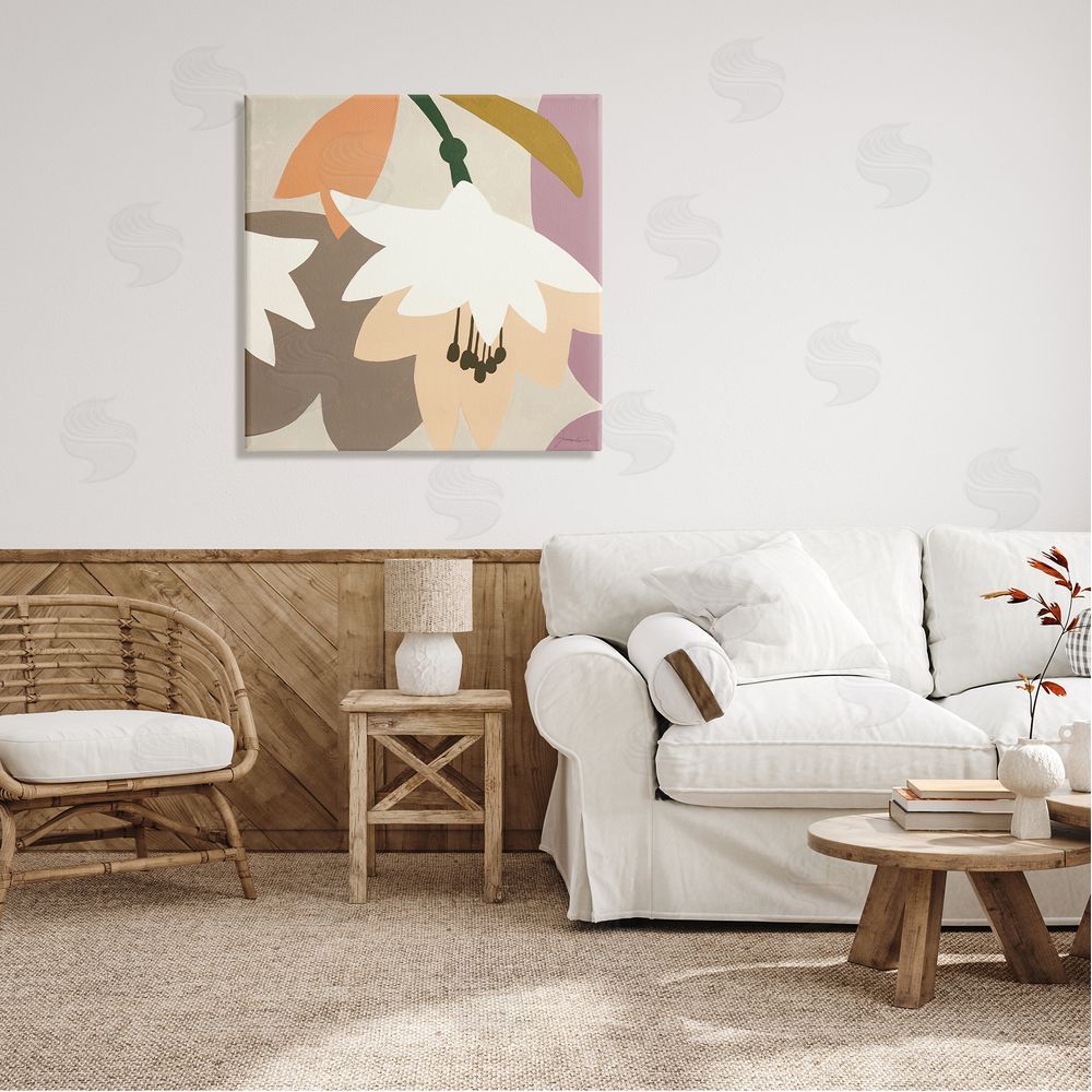 Liz Jardine Modern Pastel Tulips Canvas Wall Art in Room
