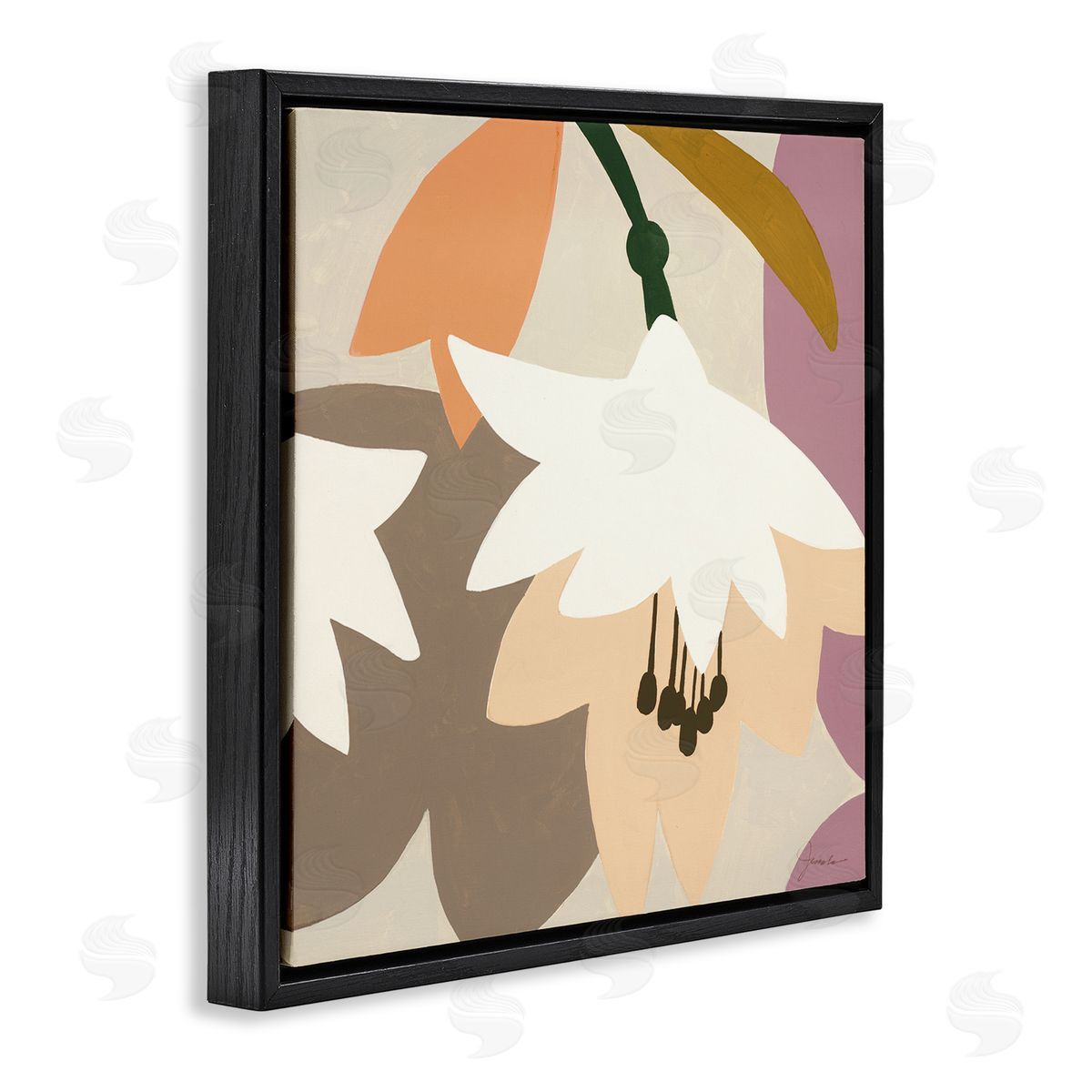 Liz Jardine Modern Pastel Tulips Black Floating Frame Canvas Wall Art Print