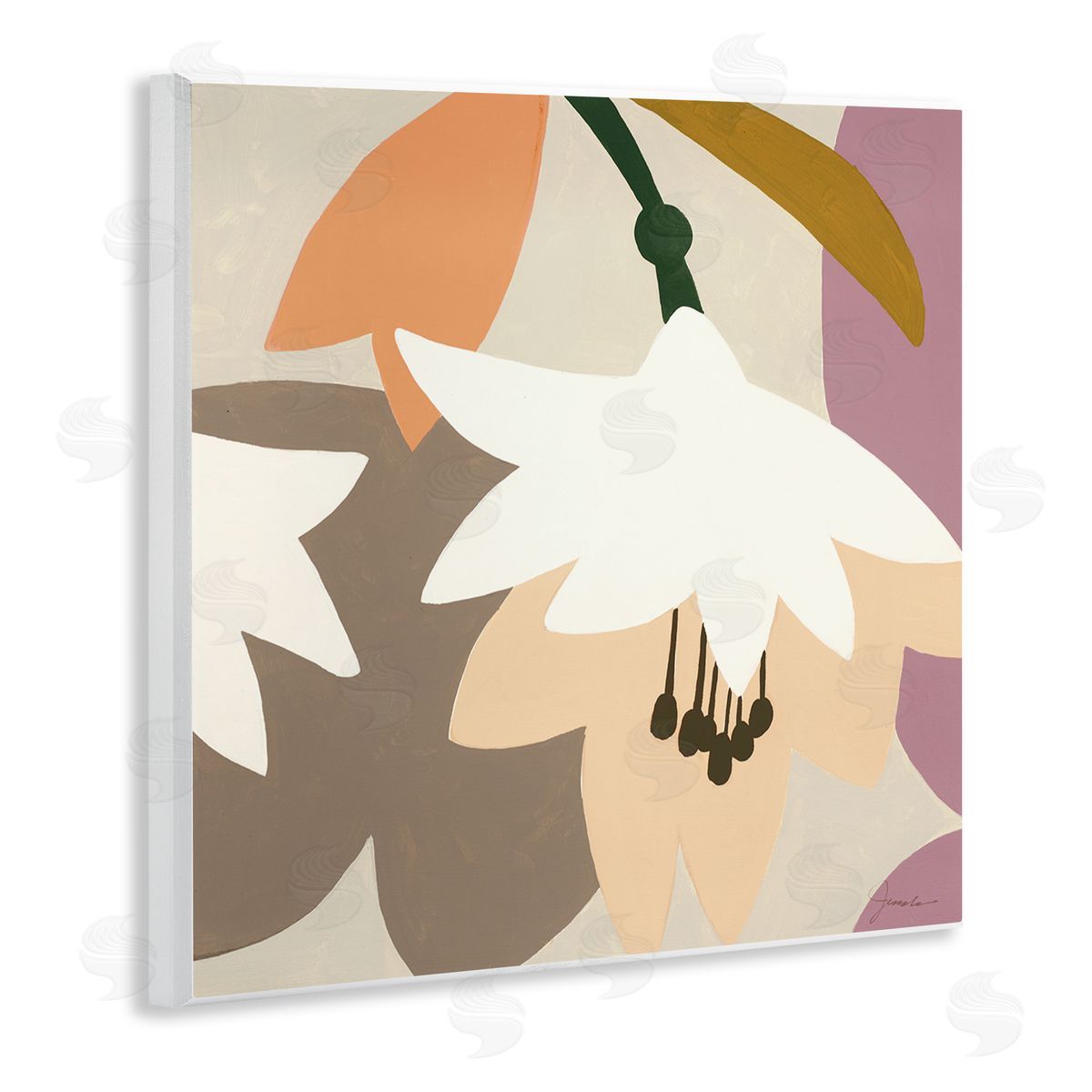 Liz Jardine Modern Pastel Tulips Wooden Wall Plaque Art Print