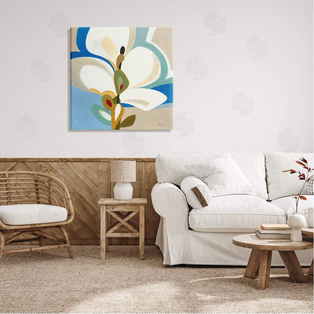 Liz Jardine White & Blue Orchid Canvas Wall Art in Room