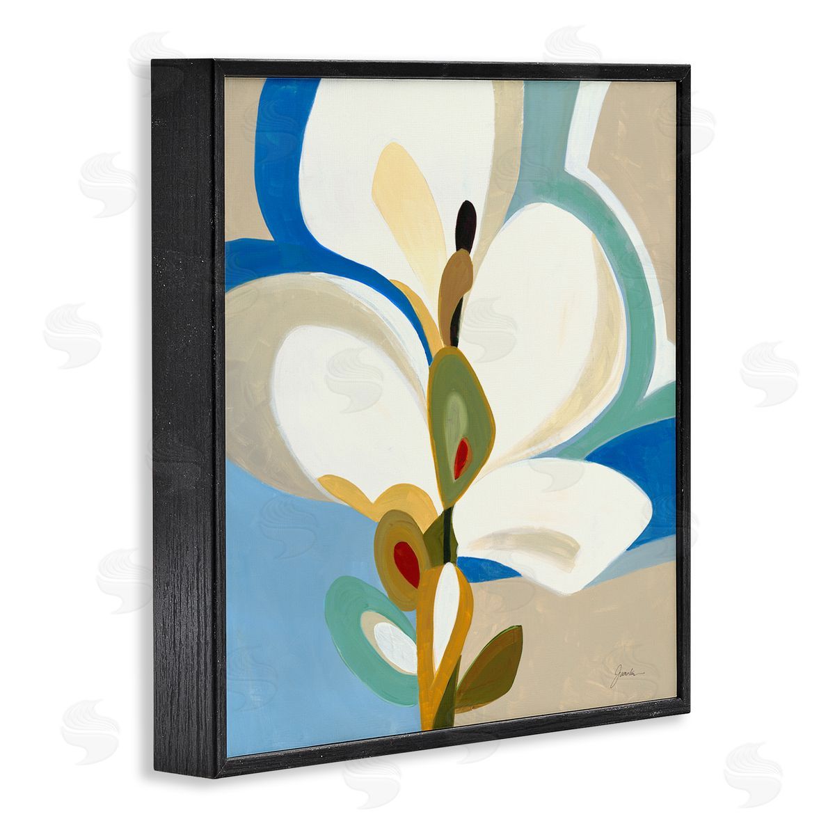 Liz Jardine White & Blue Orchid Black Framed Glicee Wall Art Print