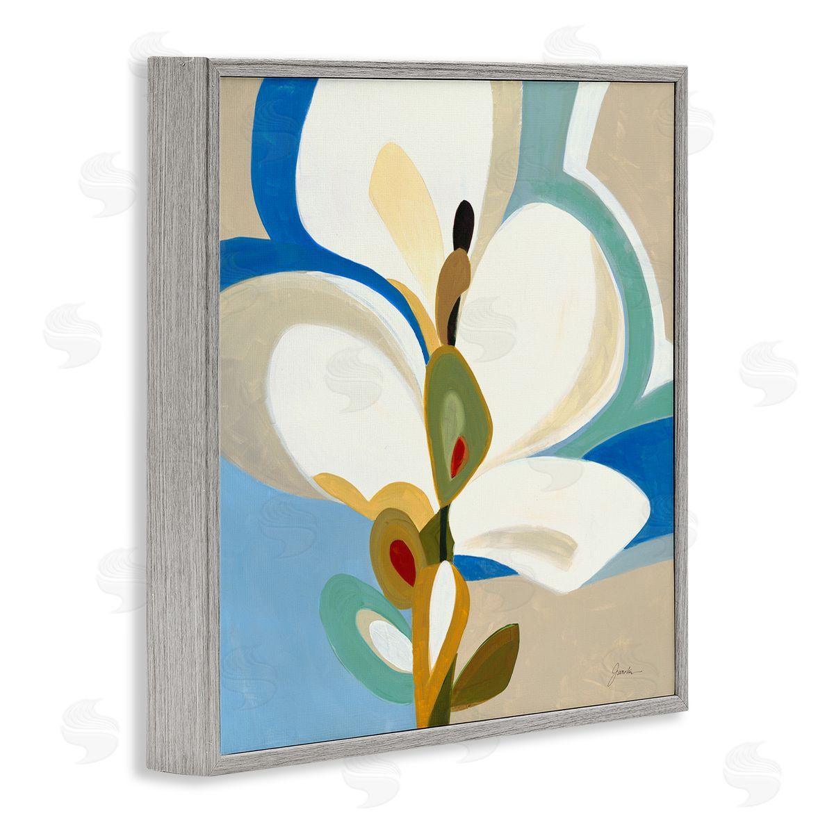 Liz Jardine White & Blue Orchid Gray Framed Glicee Wall Art Print