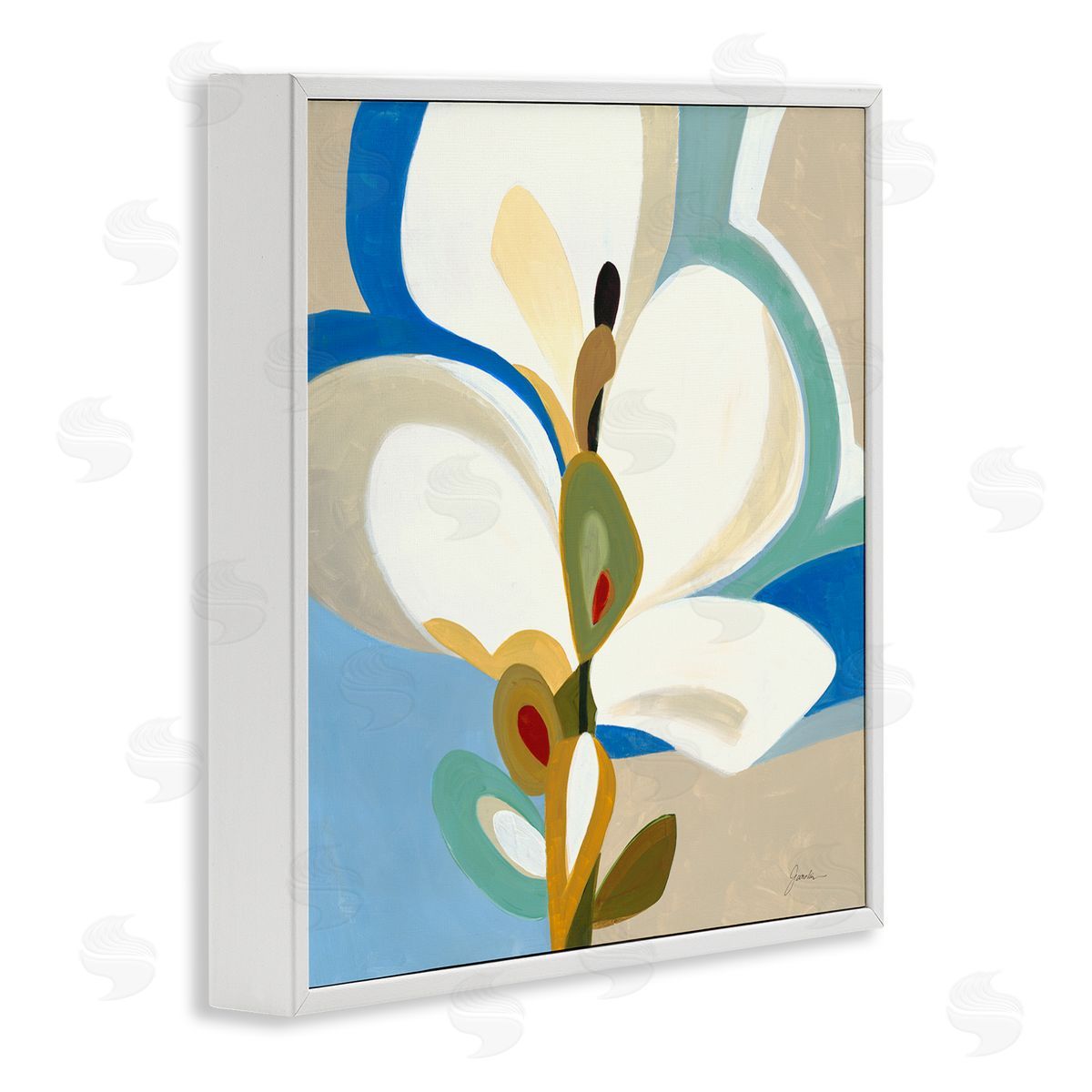 Liz Jardine White & Blue Orchid White Framed Glicee Wall Art Print