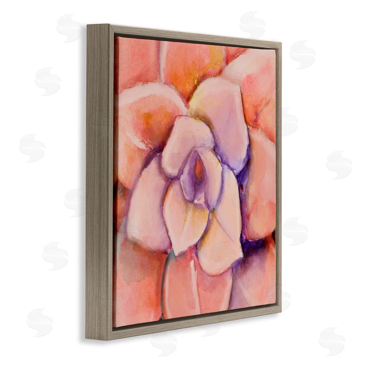 Patricia Pinto Pink Flower Petals Painting Brown Floating Frame Canvas Wall Art Print