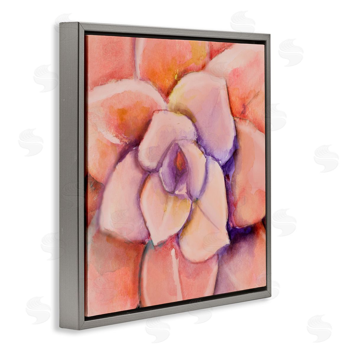 Patricia Pinto Pink Flower Petals Painting Gray Floating Frame Canvas Wall Art Print