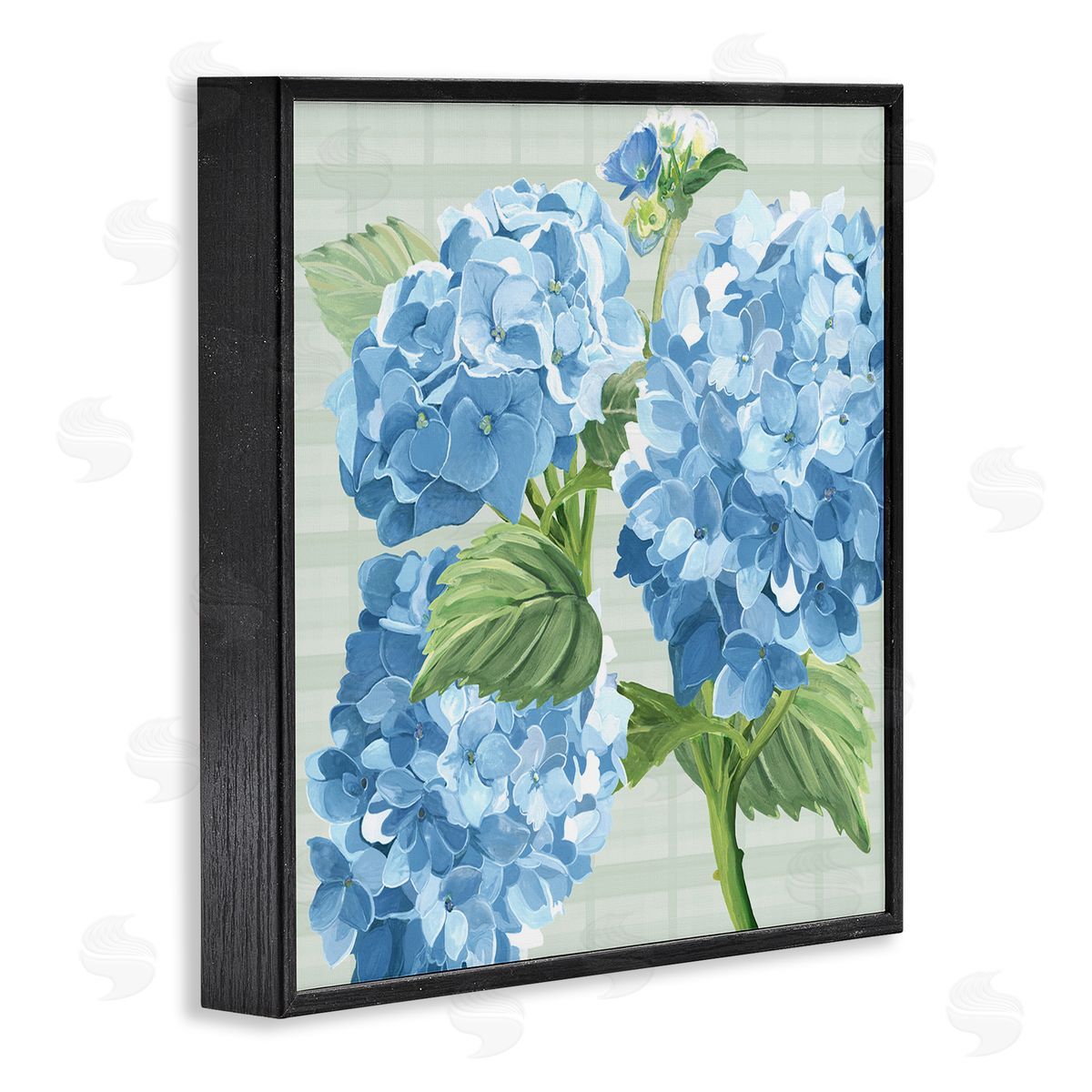 Erica Christopher Blue Hydrangea Blossoms Black Framed Glicee Wall Art Print