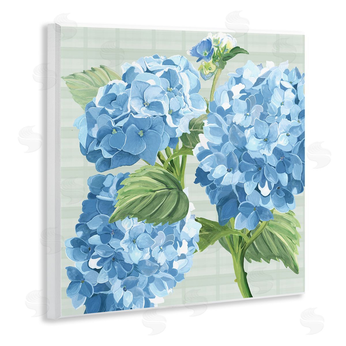 Erica Christopher Blue Hydrangea Blossoms Wooden Wall Plaque Art Print