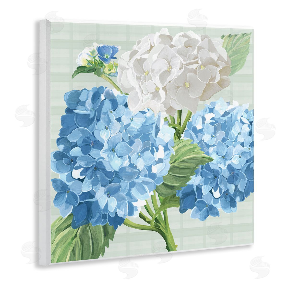 Erica Christopher Hydrangeas on Plaid Wooden Wall Plaque Art Print