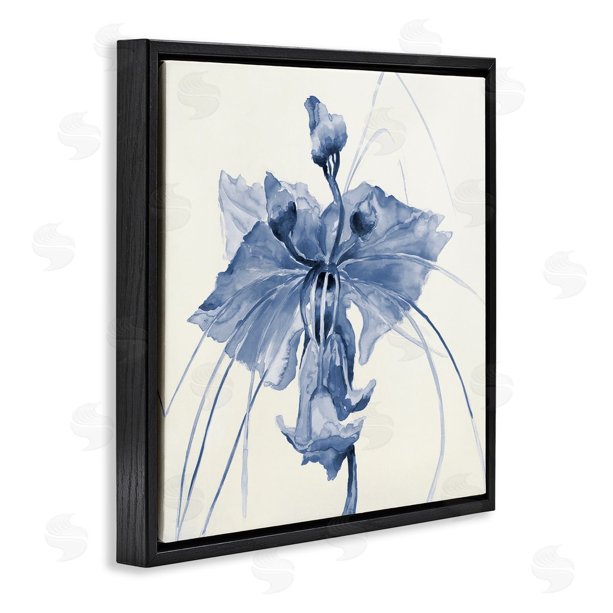 Liz Jardine Blue Abstract Orchid Black Floating Frame Canvas Wall Art Print