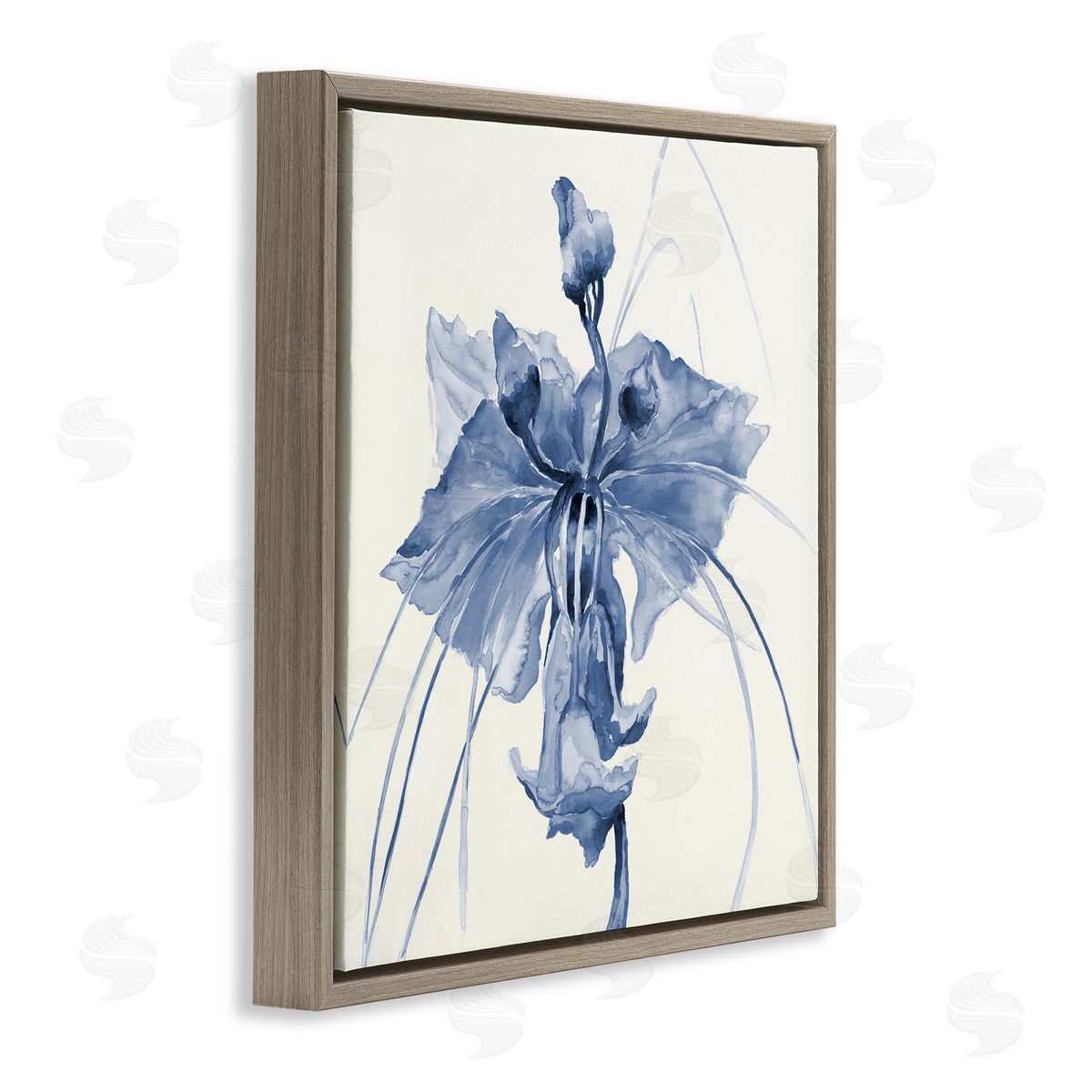 Liz Jardine Blue Abstract Orchid Brown Floating Frame Canvas Wall Art Print