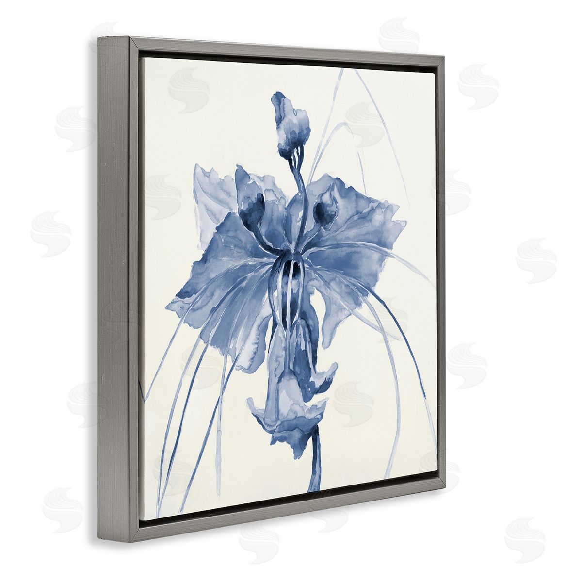 Liz Jardine Blue Abstract Orchid Gray Floating Frame Canvas Wall Art Print