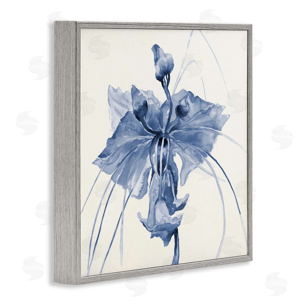 Liz Jardine Blue Abstract Orchid Gray Framed Glicee Wall Art Print