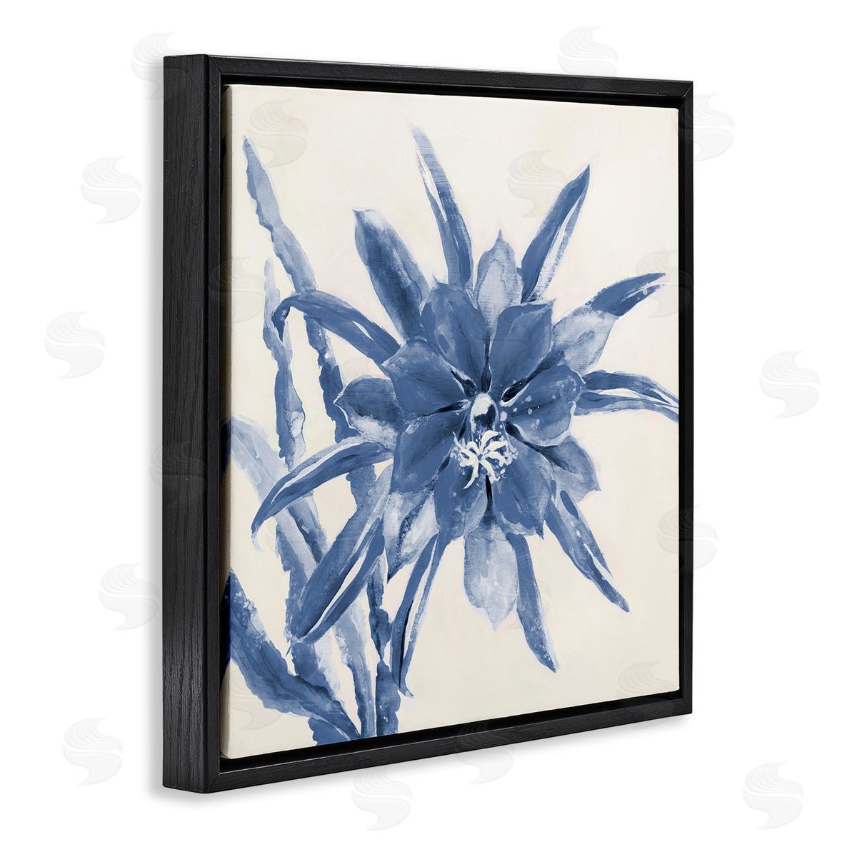 Liz Jardine Blue & White Flower Black Floating Frame Canvas Wall Art Print