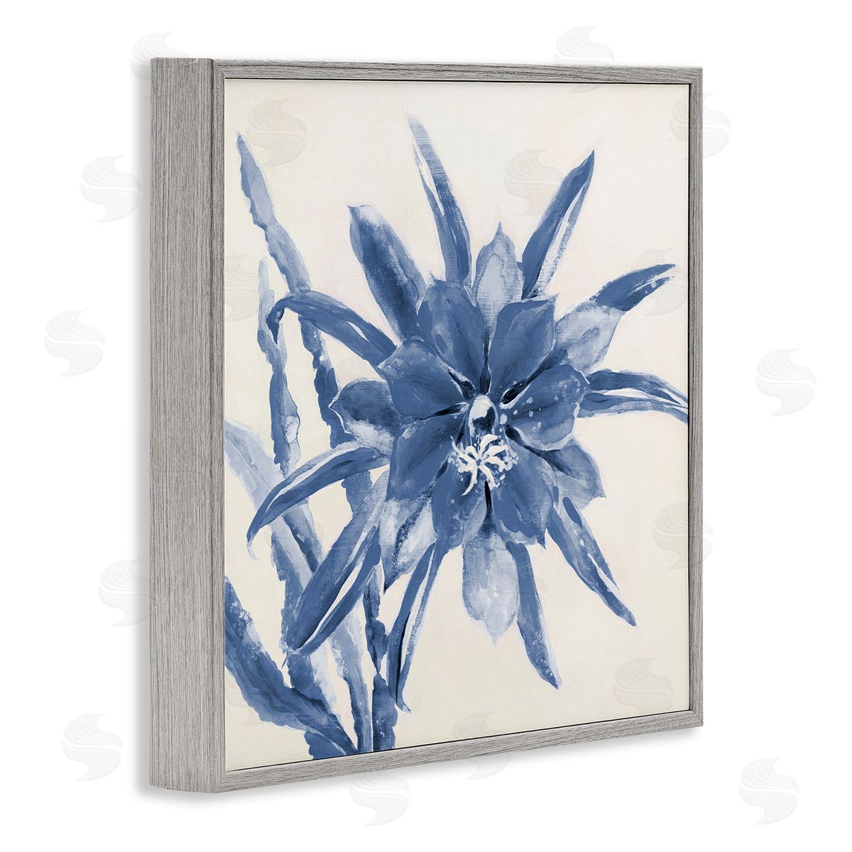Liz Jardine Blue & White Flower Gray Framed Glicee Wall Art Print