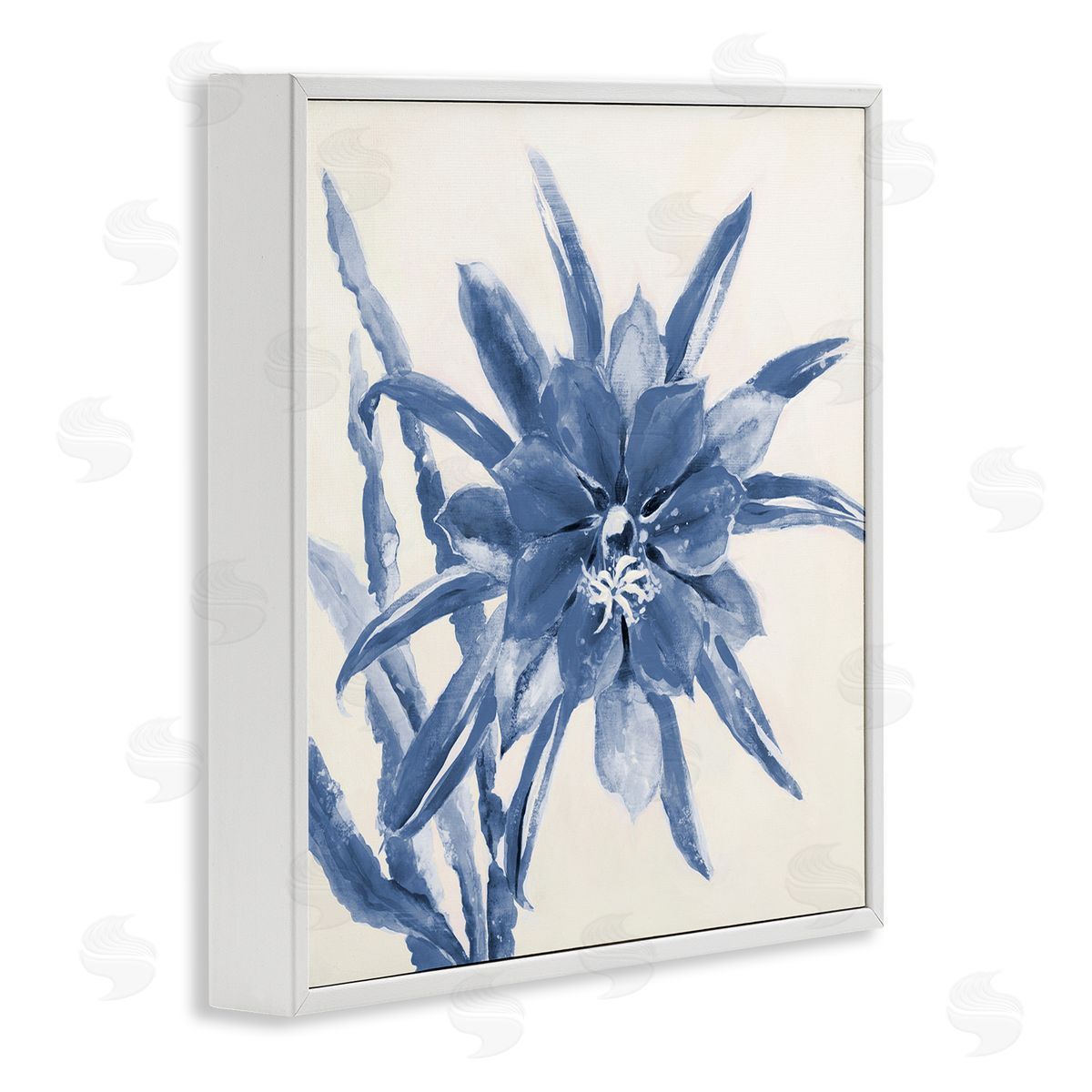 Liz Jardine Blue & White Flower White Framed Glicee Wall Art Print