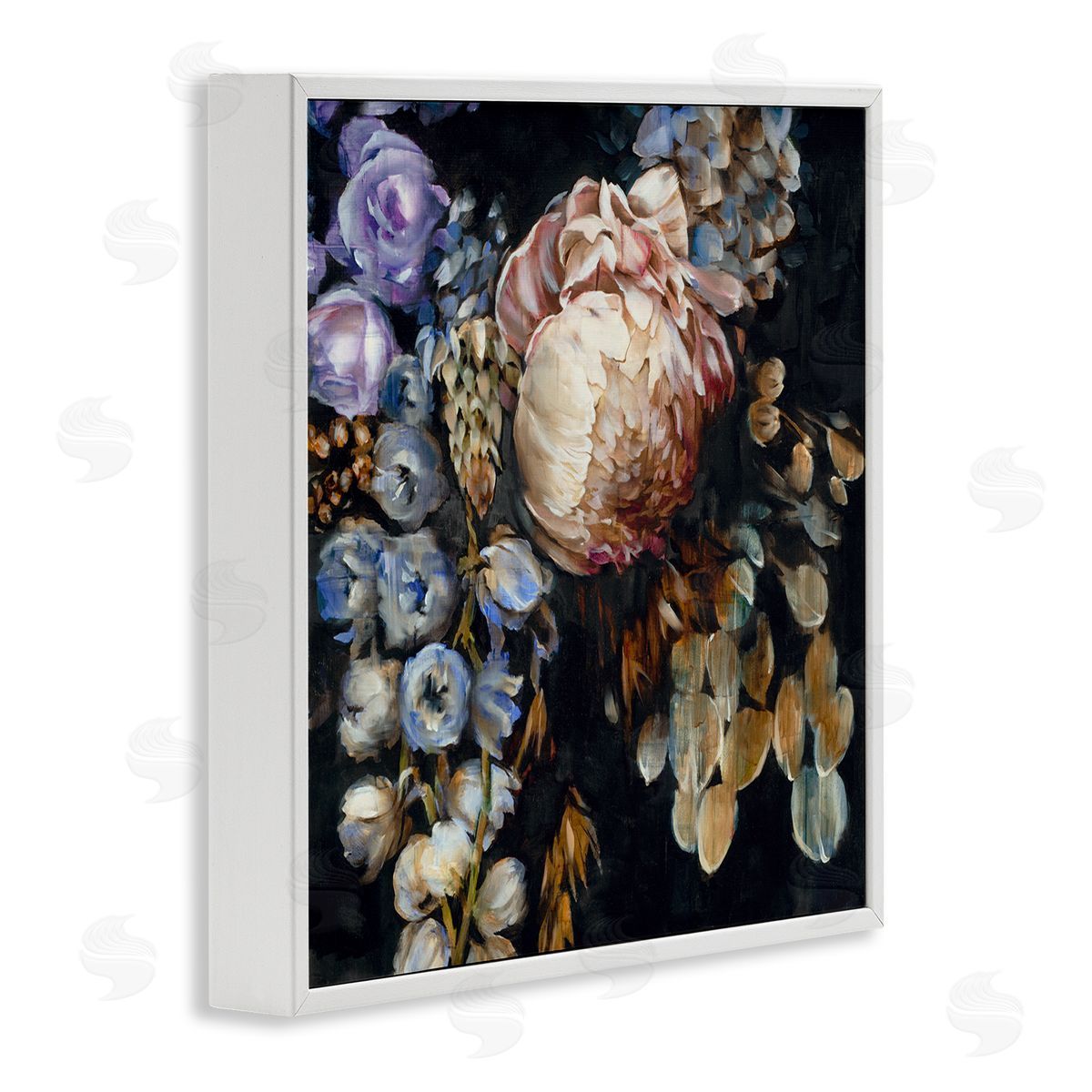 Liz Jardine Vintage Peonies on Black White Framed Glicee Wall Art Print