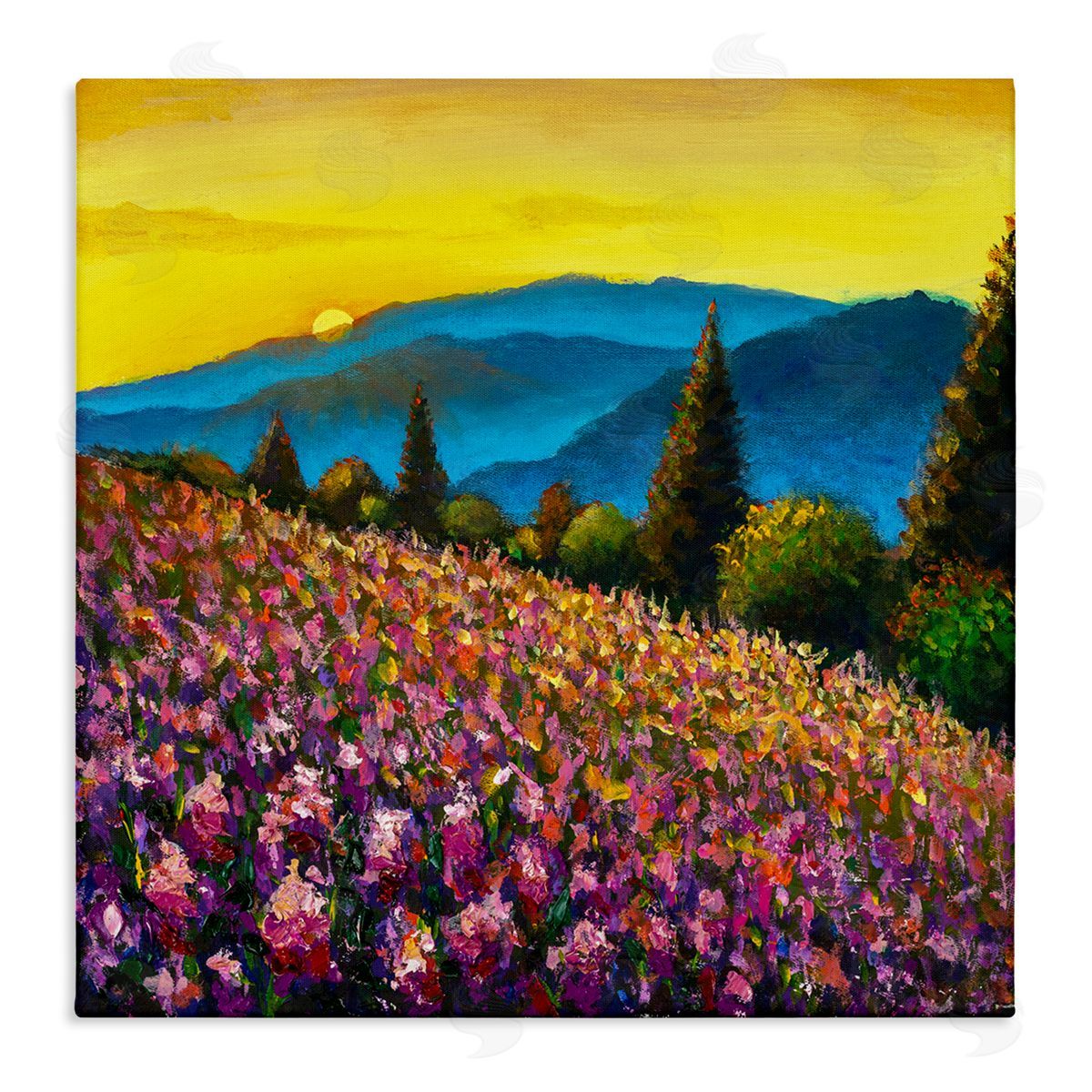 Valery Rybakow Vivid Mountain Meadow Scenery Stretched Canvas Wall Art Print