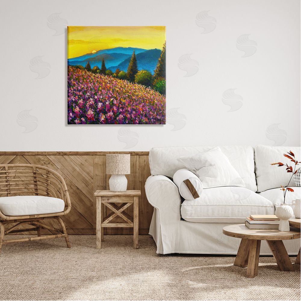 Valery Rybakow Vivid Mountain Meadow Scenery Canvas Wall Art in Room