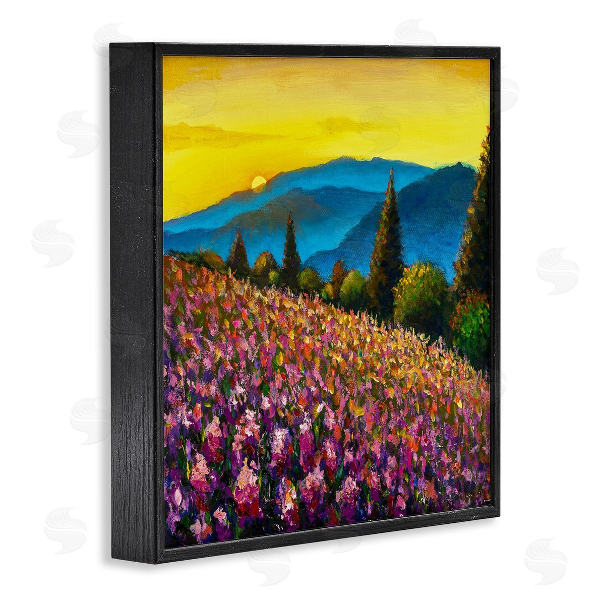 Valery Rybakow Vivid Mountain Meadow Scenery Black Framed Glicee Wall Art Print