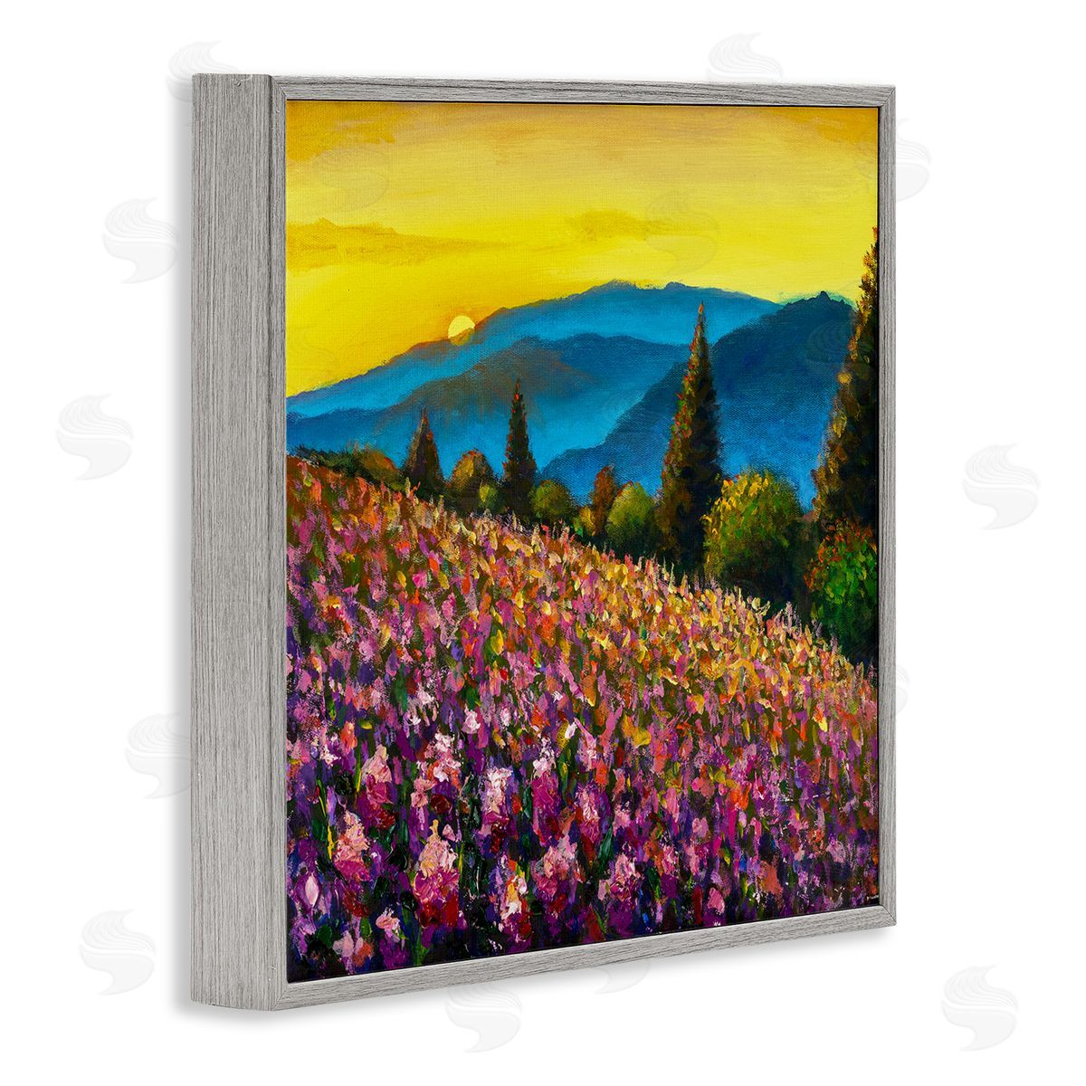 Valery Rybakow Vivid Mountain Meadow Scenery Gray Framed Glicee Wall Art Print