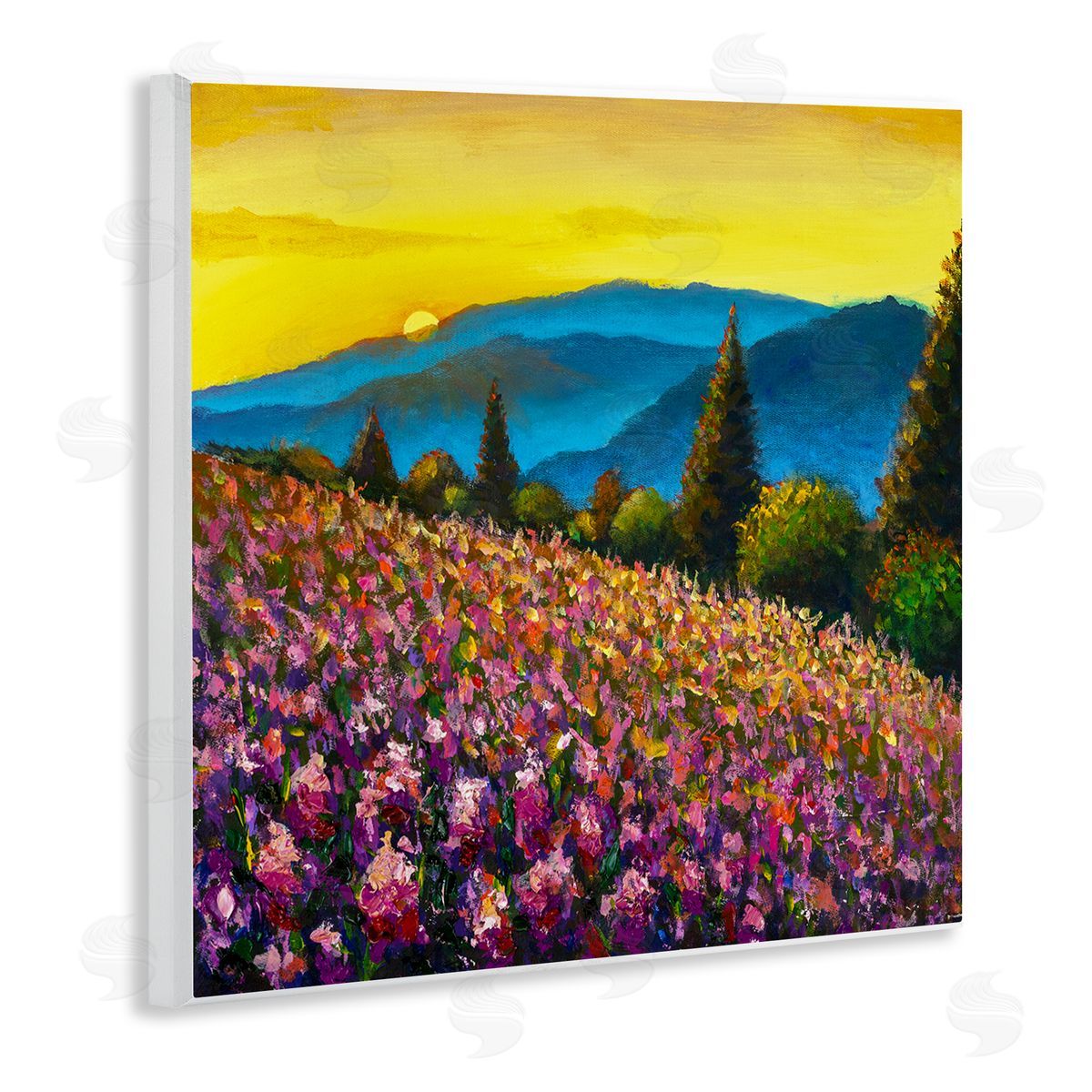 Valery Rybakow Vivid Mountain Meadow Scenery Wooden Wall Plaque Art Print