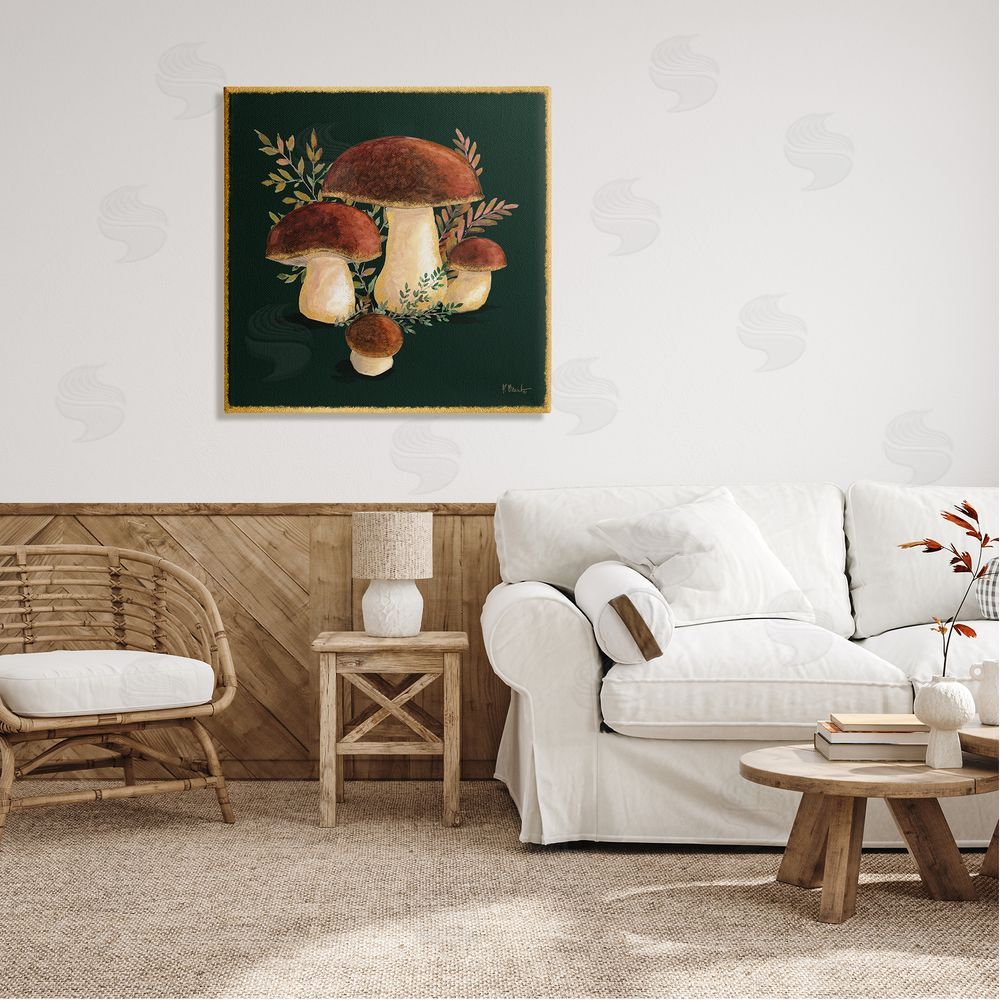 Paul Brent Mushrooms on Black Canvas Wall Art in Room