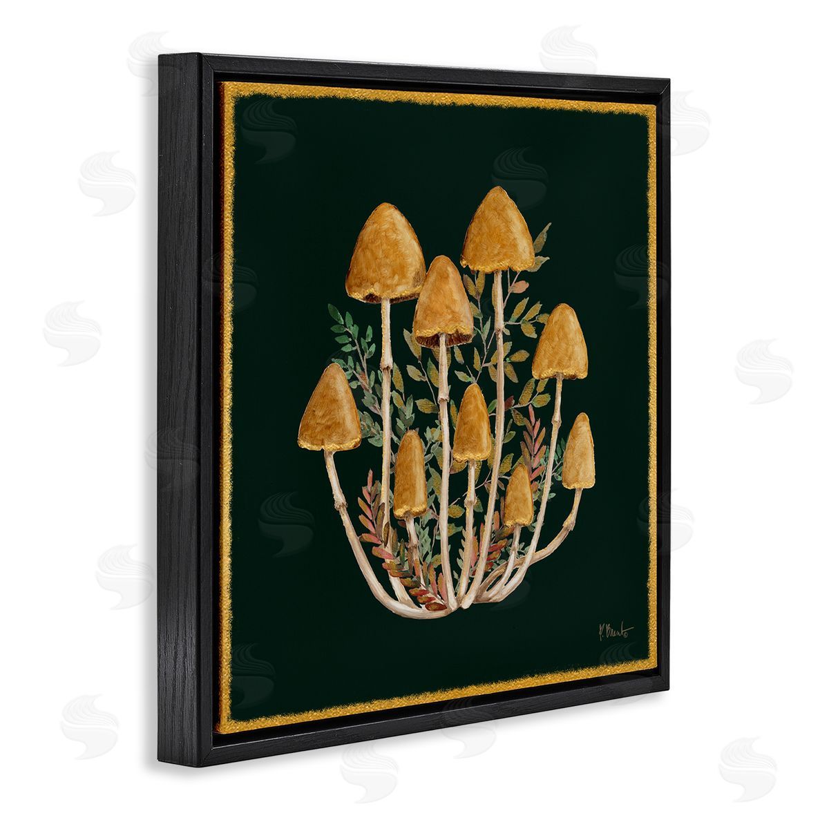 Paul Brent Mushrooms & Leaves Nature Black Floating Frame Canvas Wall Art Print