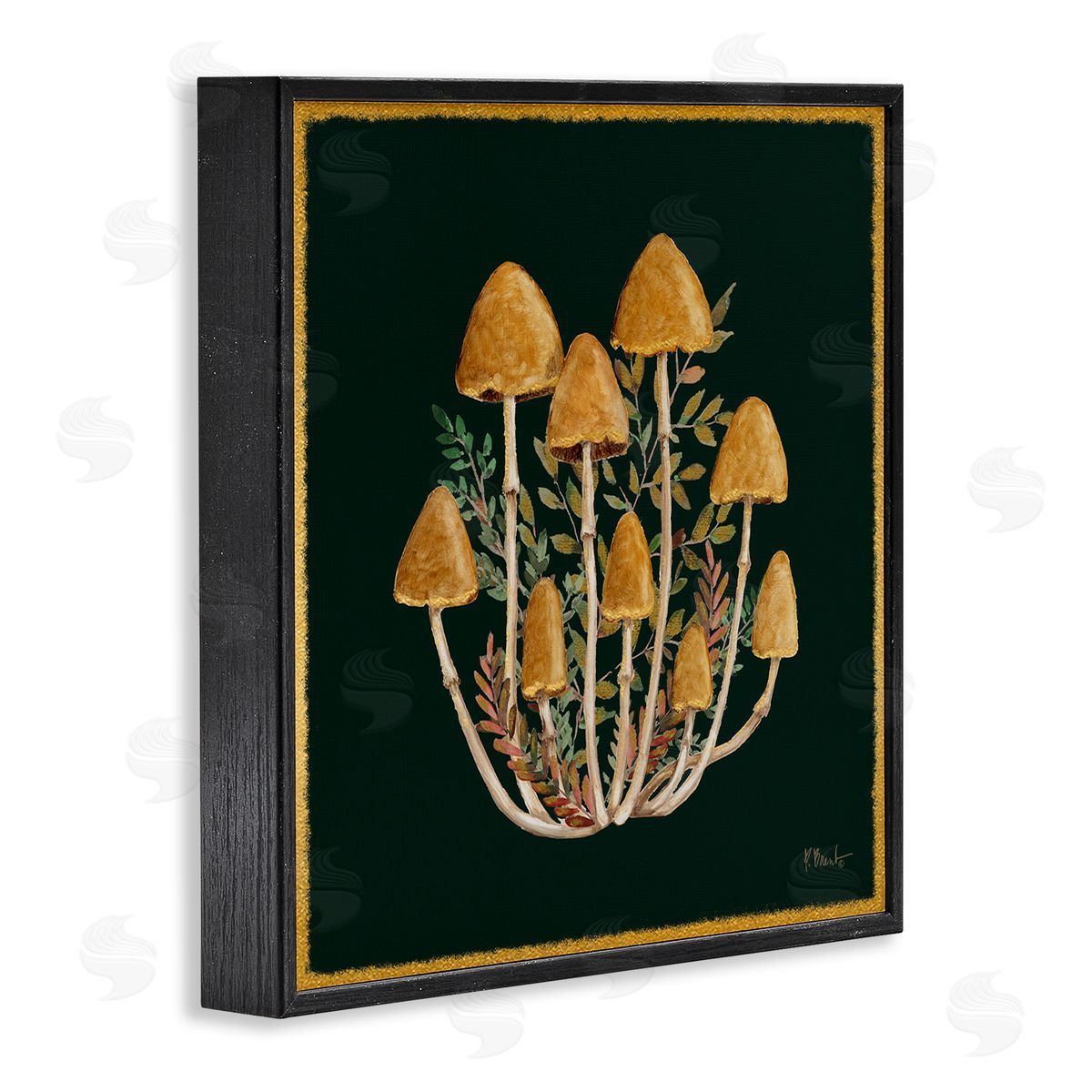 Paul Brent Mushrooms & Leaves Nature Black Framed Glicee Wall Art Print