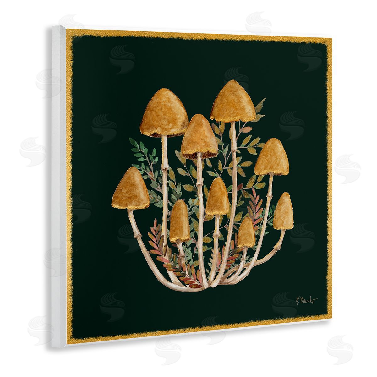 Paul Brent Mushrooms & Leaves Nature Wooden Wall Plaque Art Print