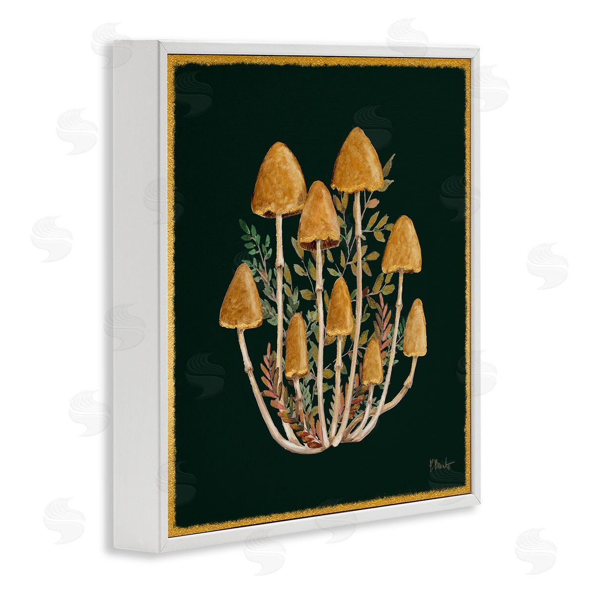 Paul Brent Mushrooms & Leaves Nature White Framed Glicee Wall Art Print