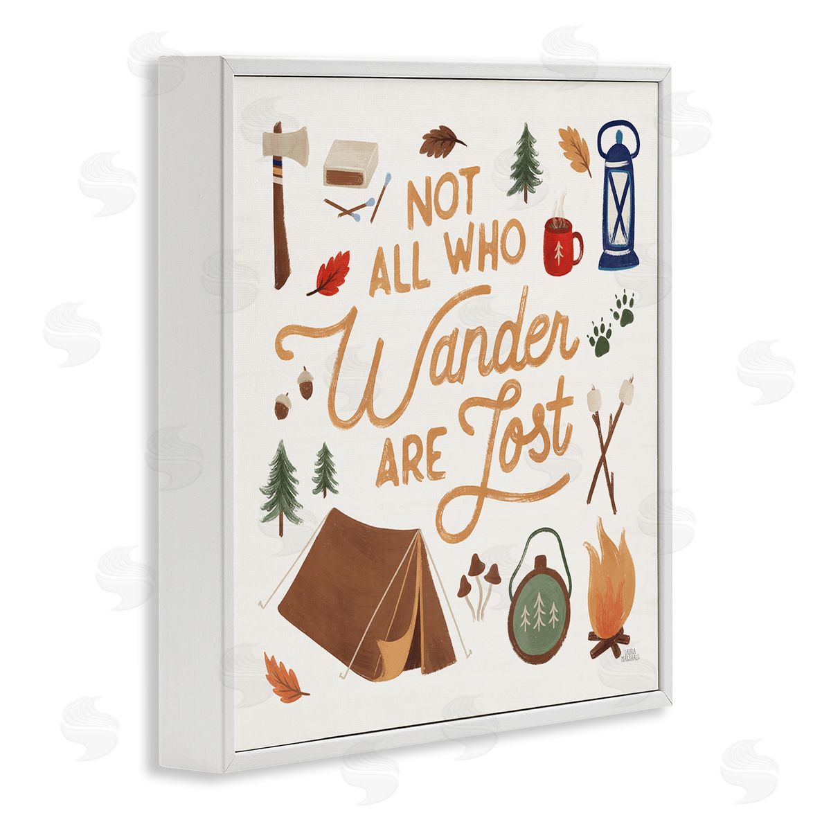 Laura Marshall Wander Camping Phrase White Framed Glicee Wall Art Print