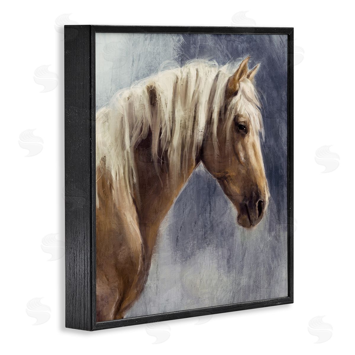Nina Blue Golden Boy Horse Portrait Black Framed Glicee Wall Art Print