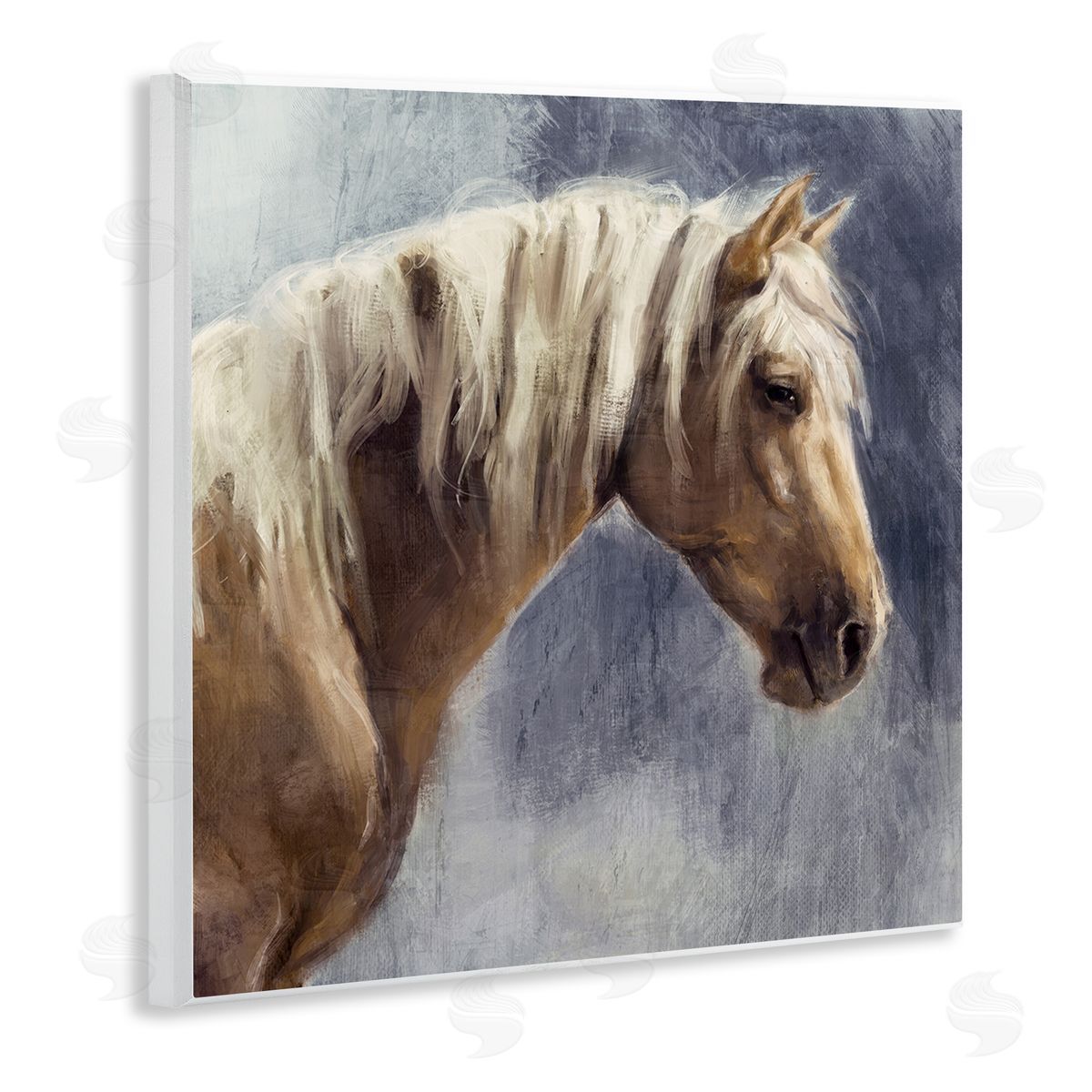 Nina Blue Golden Boy Horse Portrait Wooden Wall Plaque Art Print