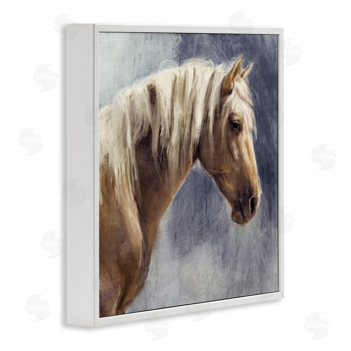 Nina Blue Golden Boy Horse Portrait White Framed Glicee Wall Art Print