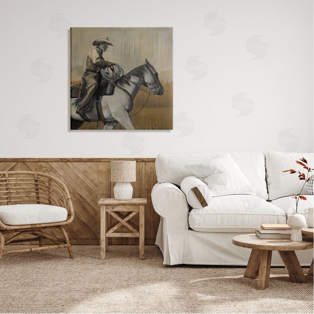 Stacy D'Aguiar Modern Cowboy Painting Canvas Wall Art in Room